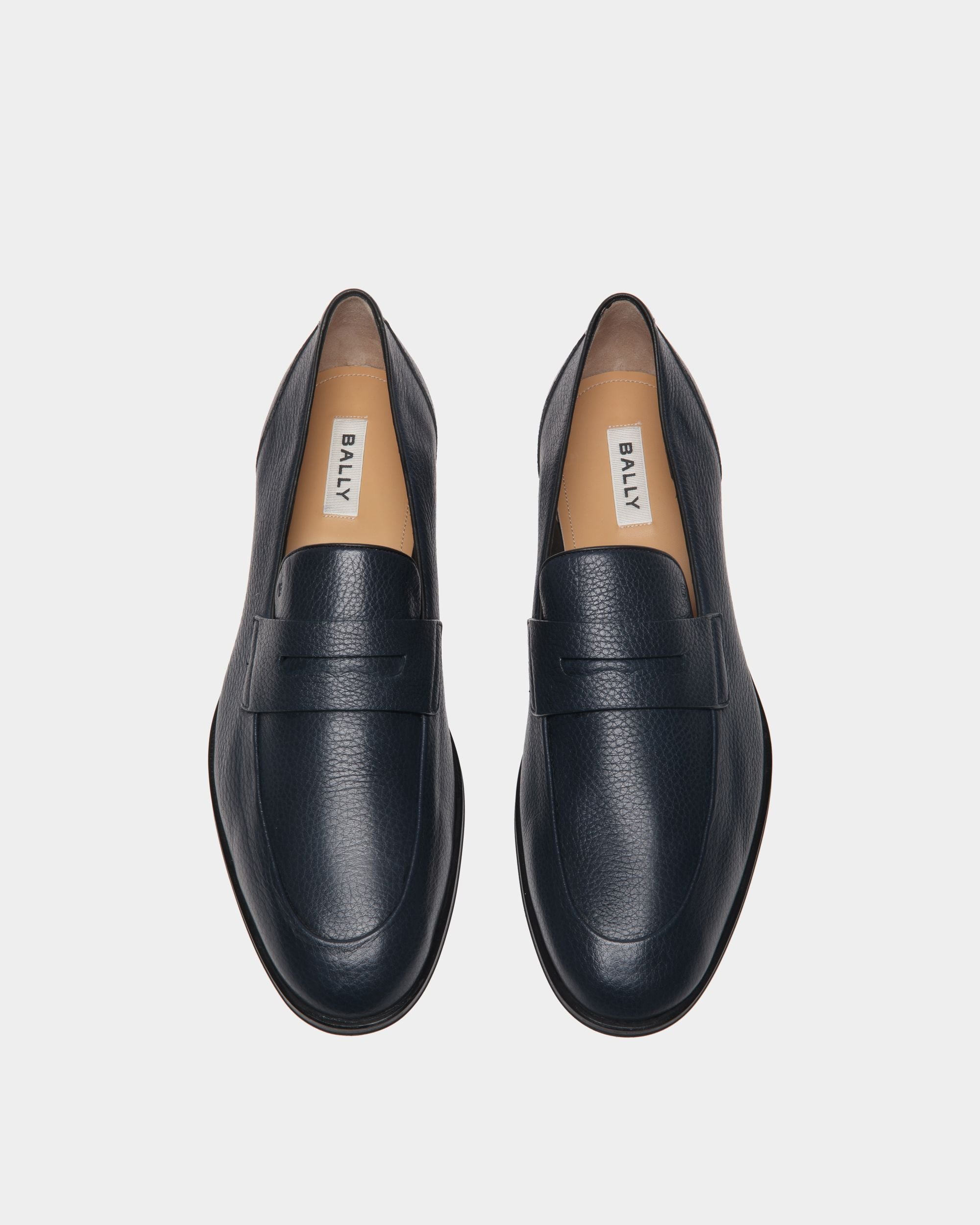 Westminster Loafer in Navy Blue Deer Leather - Men's - Bally - 05