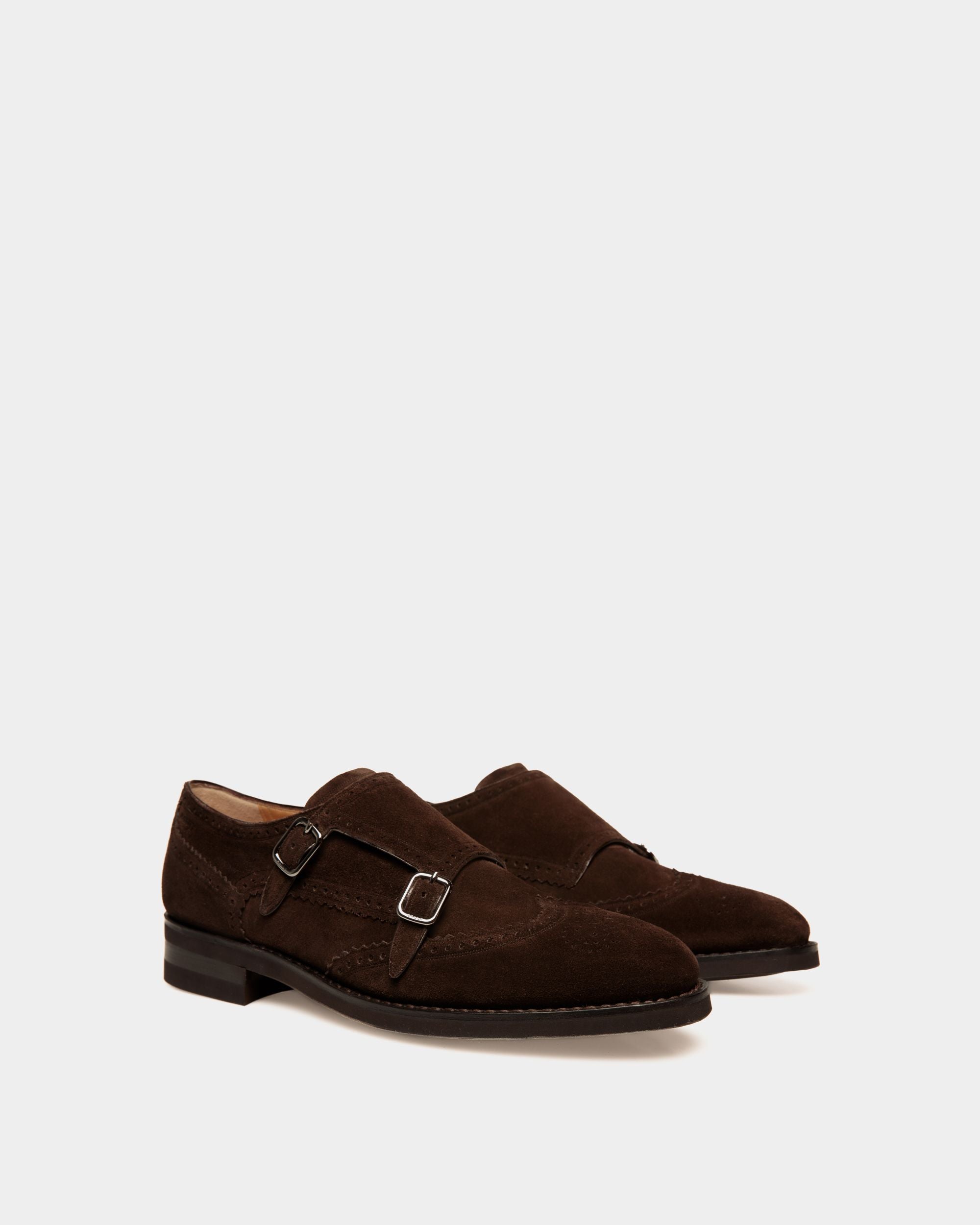 Scribe Un Monk-Strap in Ebano Suede - Men's - Bally - 03