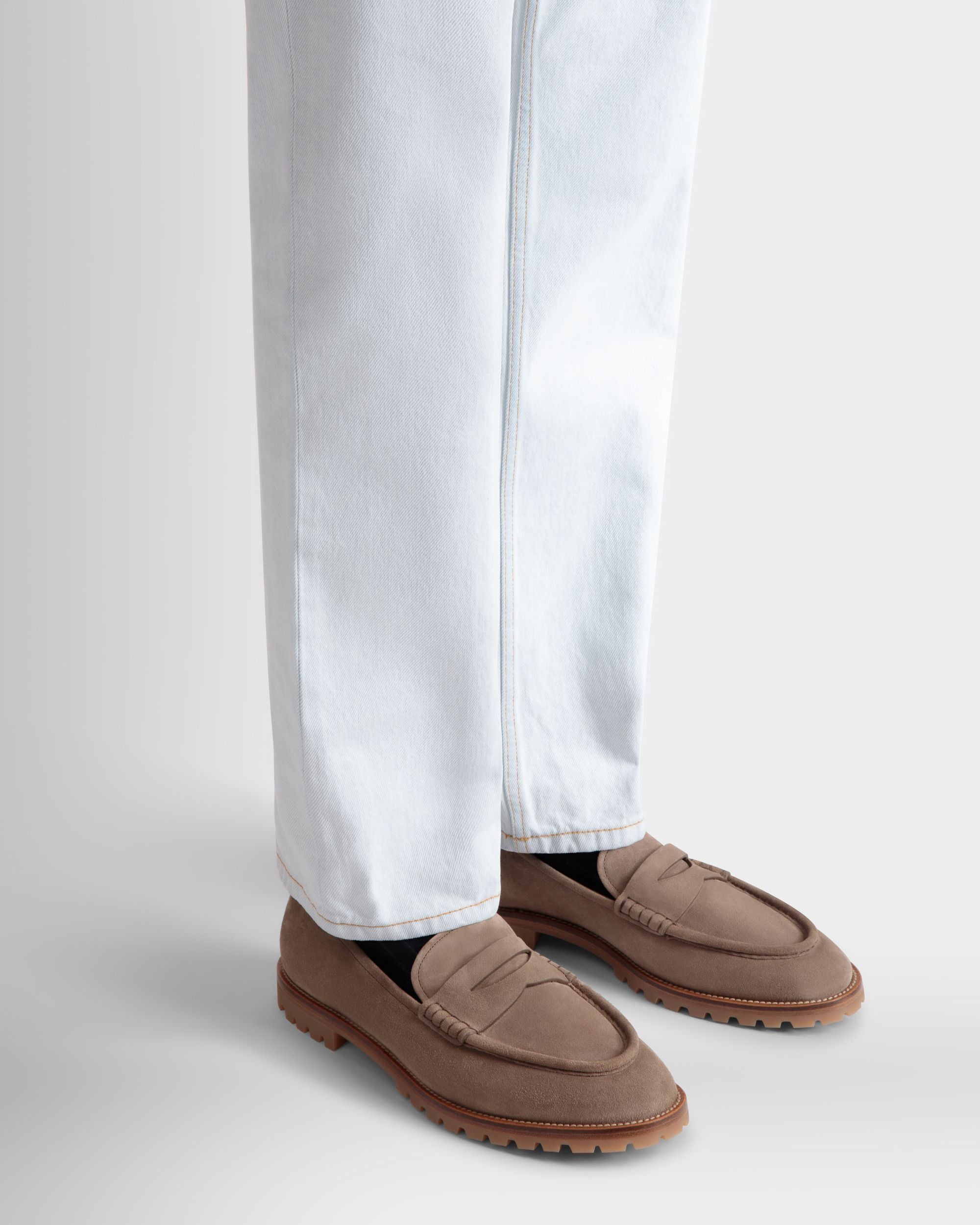 Solaria Loafer in Taupe Suede - Men's - Bally - 02