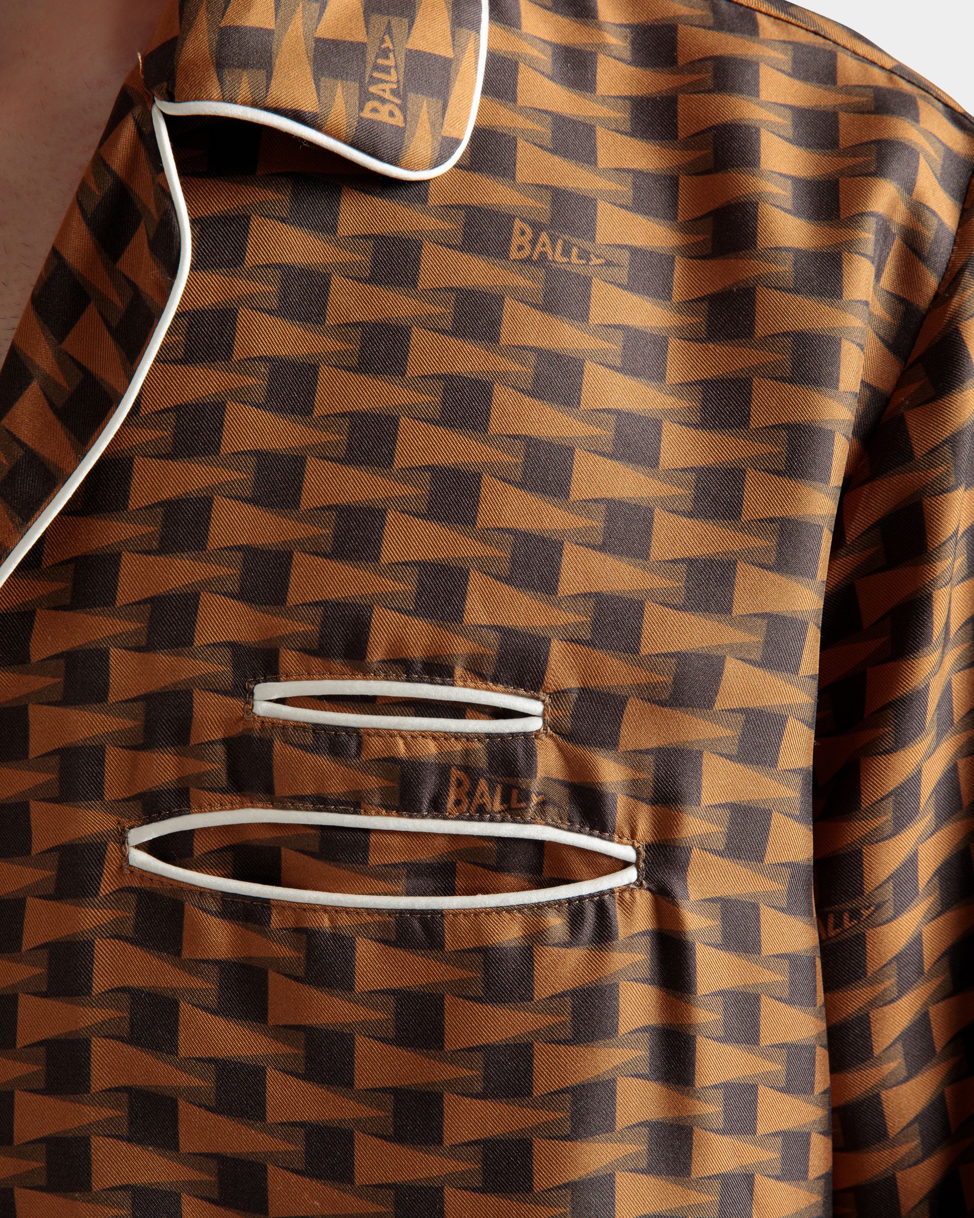 Pennant Print Shirt In Brown Silk - Men's - Bally - 04