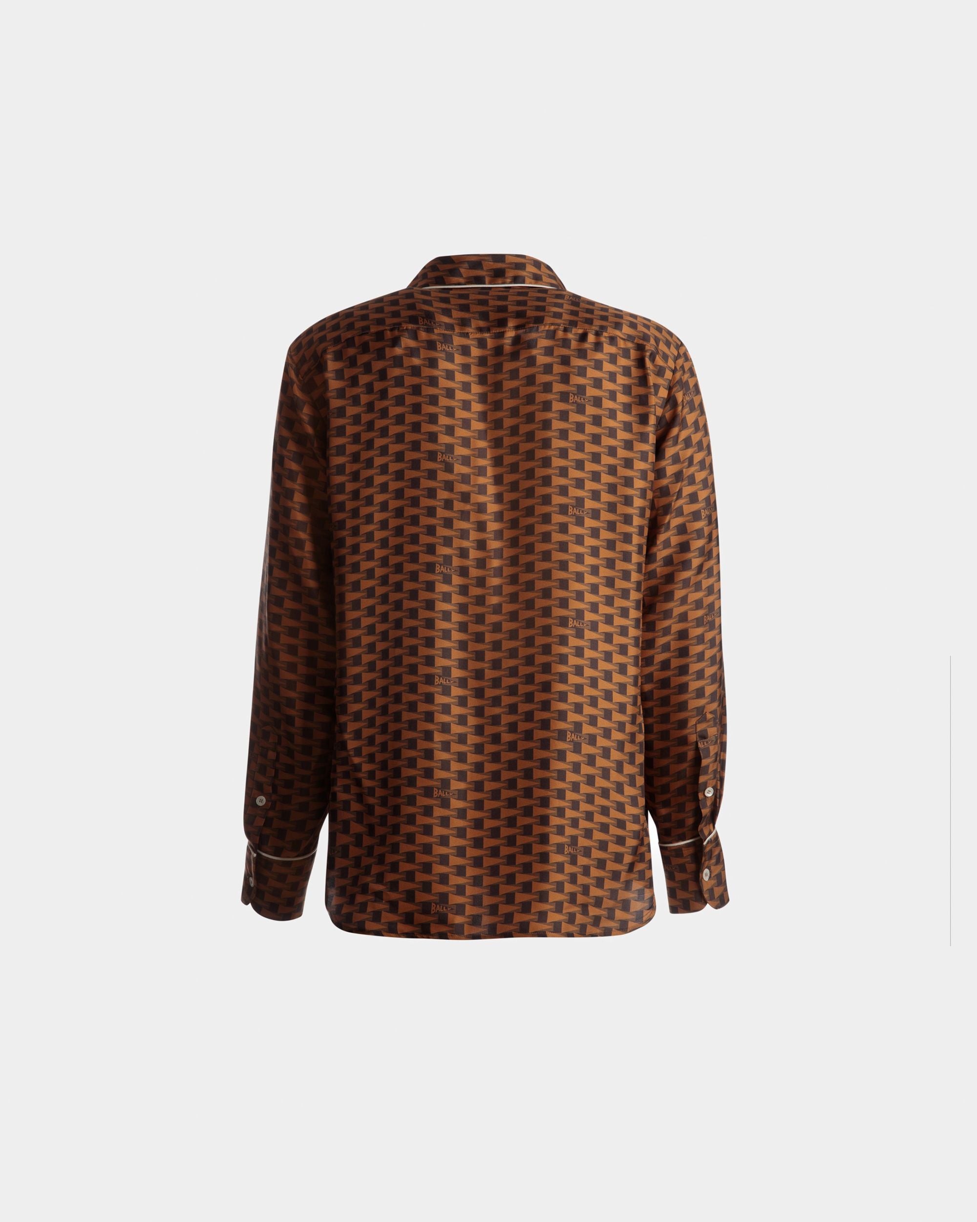 Pennant Print Shirt In Brown Silk - Men's - Bally - 07