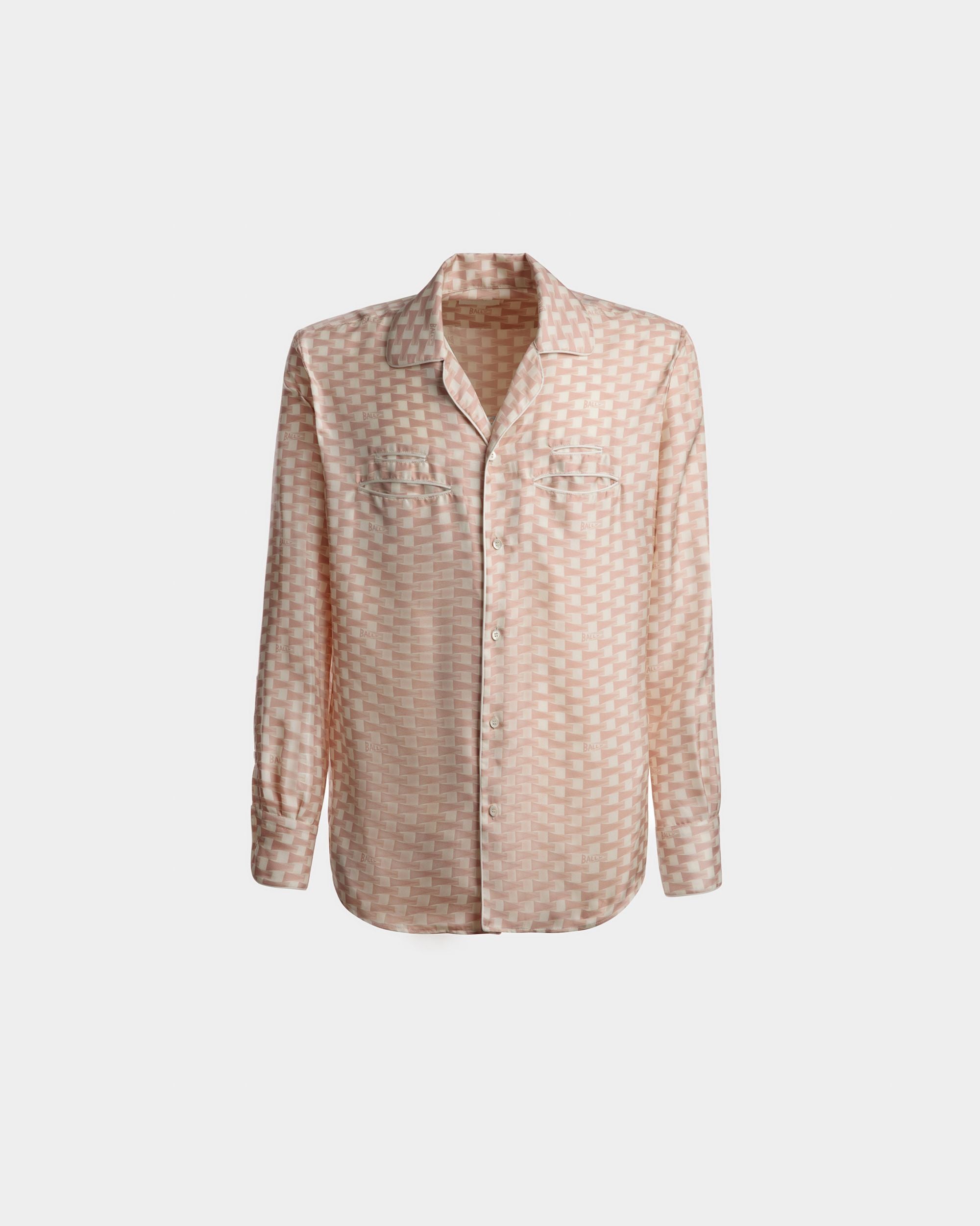 Pennant Print Shirt In Dusty Petal Silk - Men's - Bally - 01
