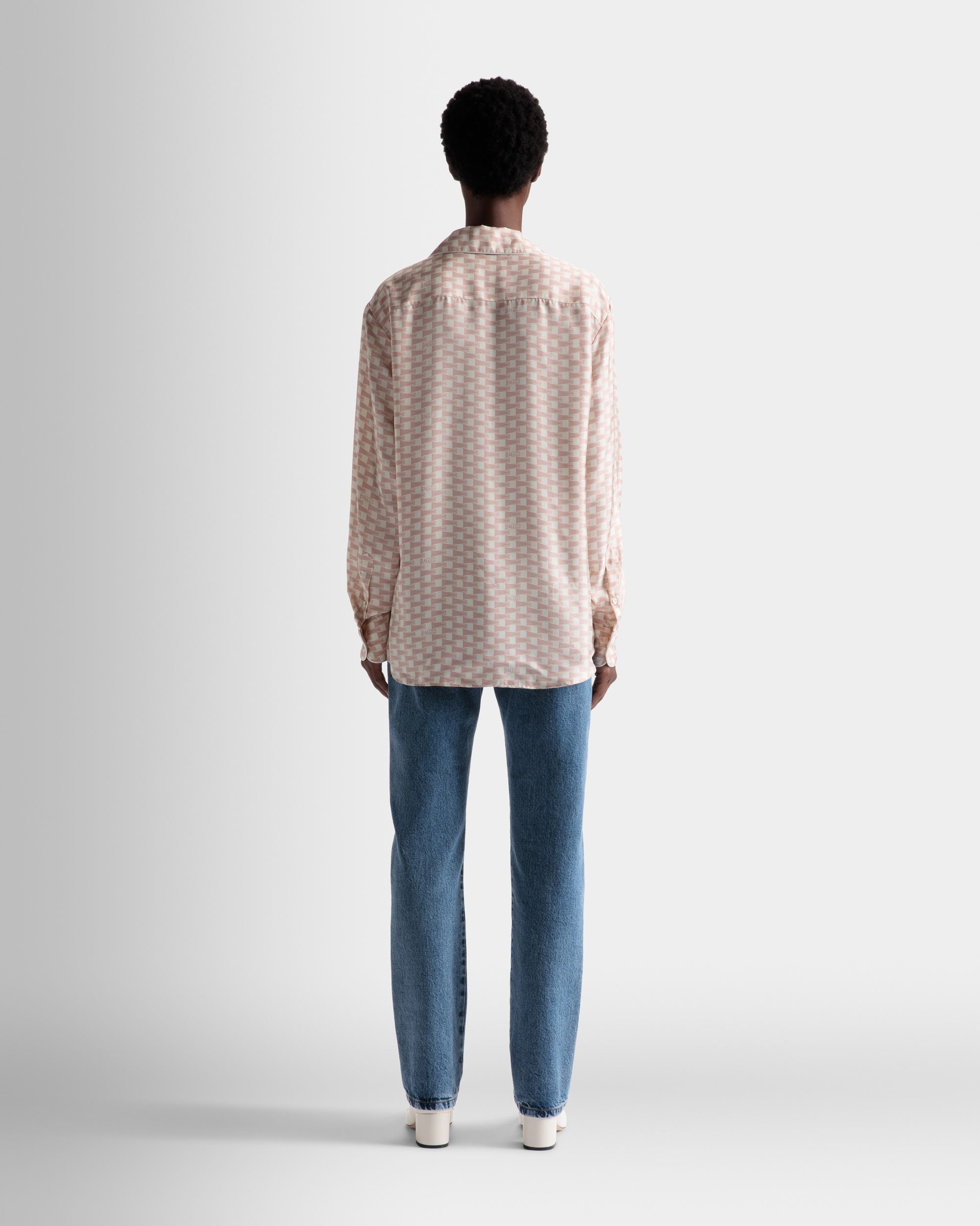 Pennant Print Shirt In Dusty Petal Silk - Men's - Bally - 06