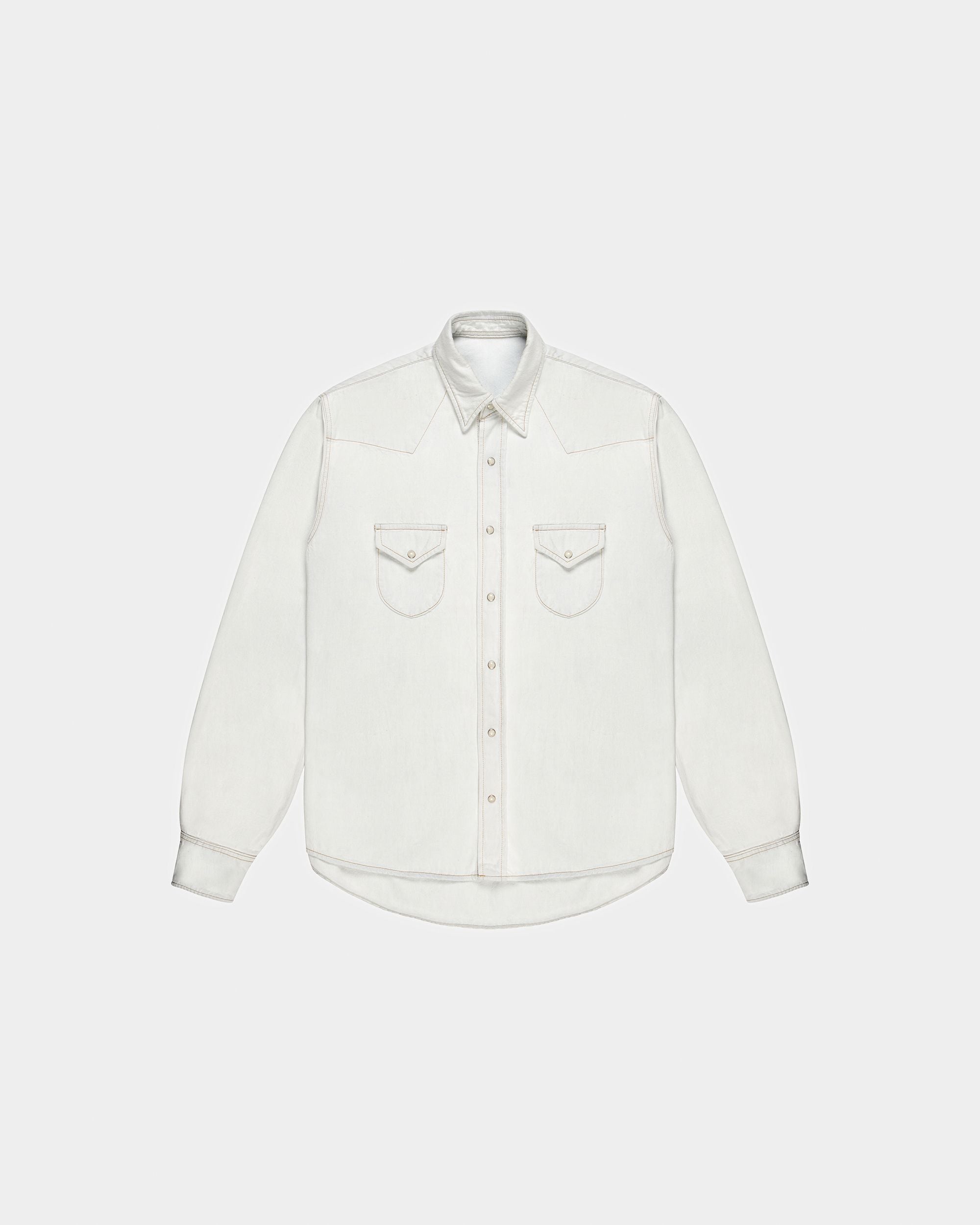 Cotton Long Sleeve Shirt In Bleached White - Men's - Bally - 01