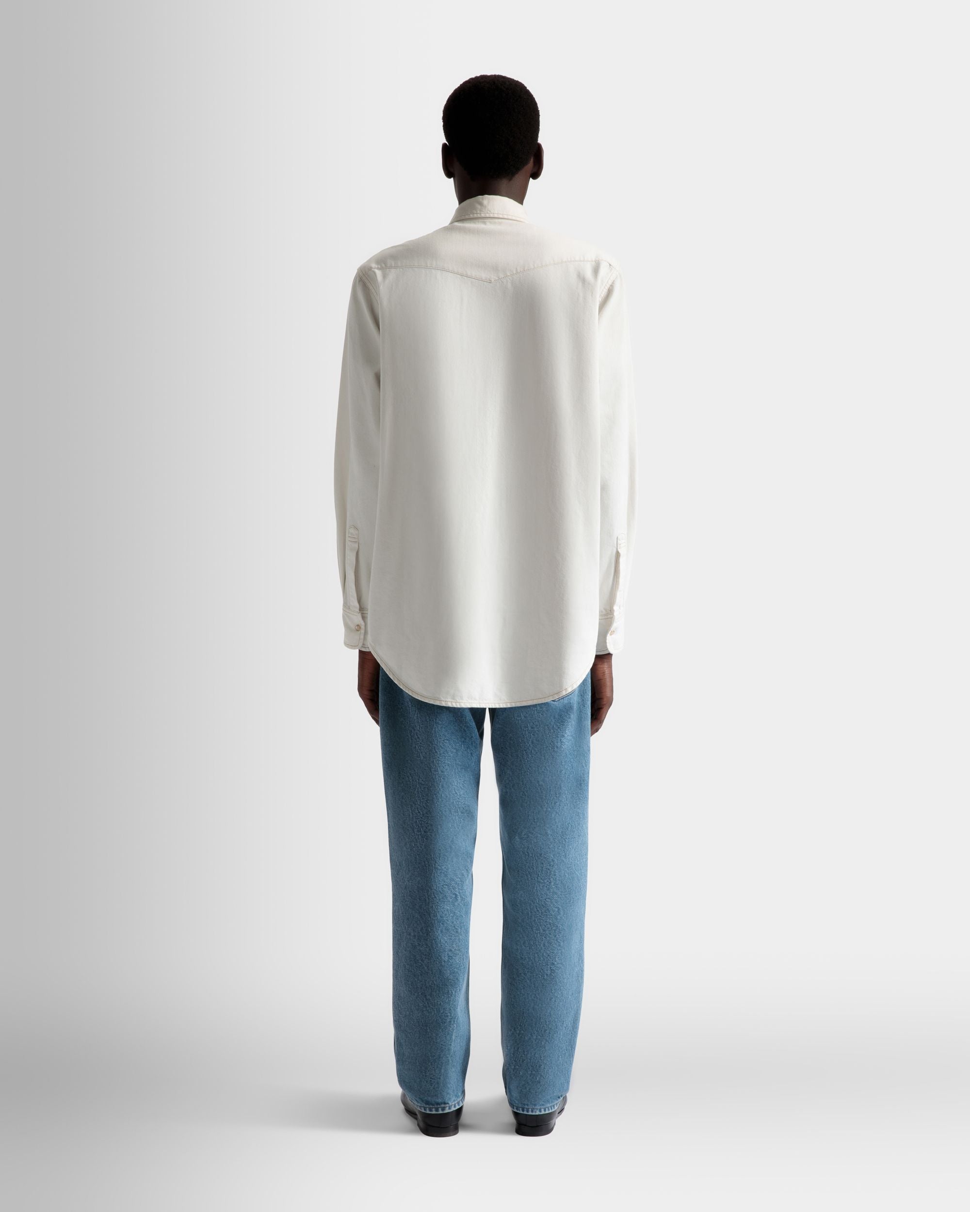 Bleached Shirt In Bone Denim - Men's - Bally - 06