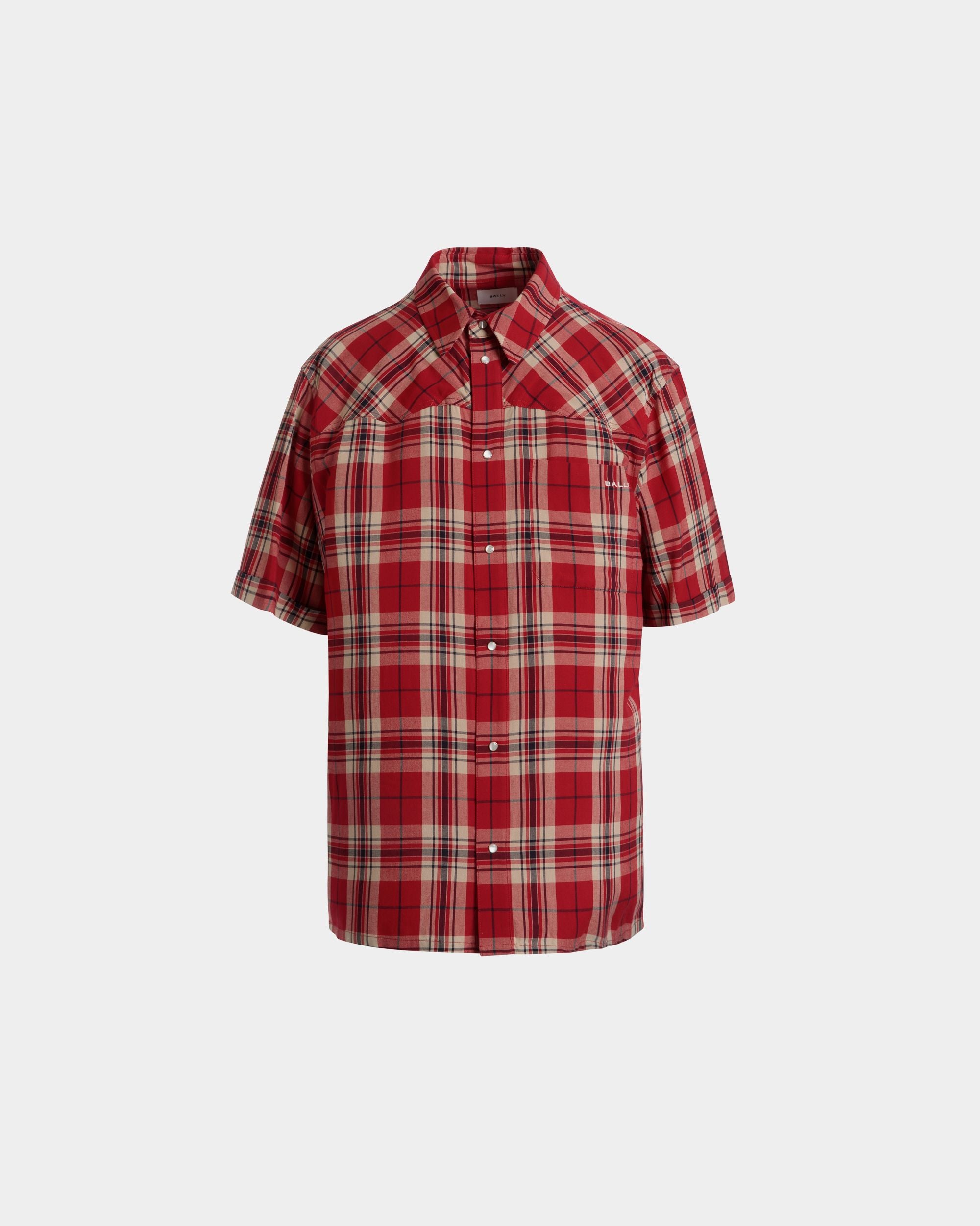 Plaid Shirt in Red Viscose - Men's - Bally - 01