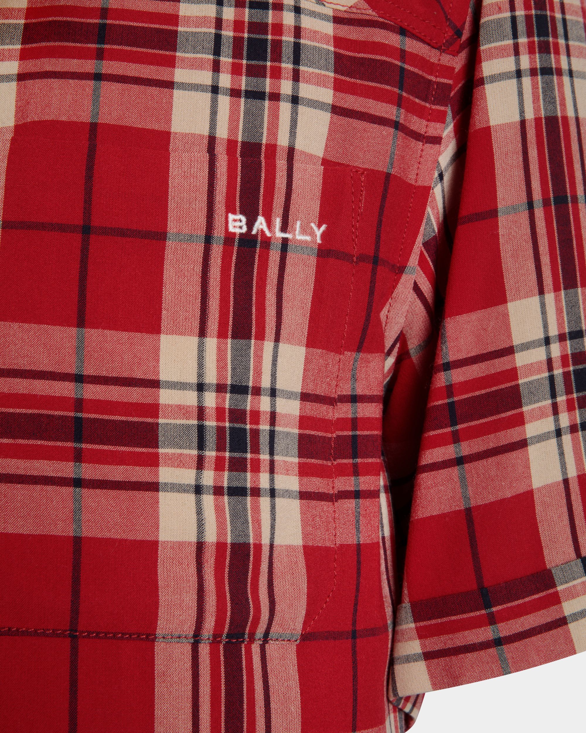 Plaid Shirt in Red Viscose - Men's - Bally - 02