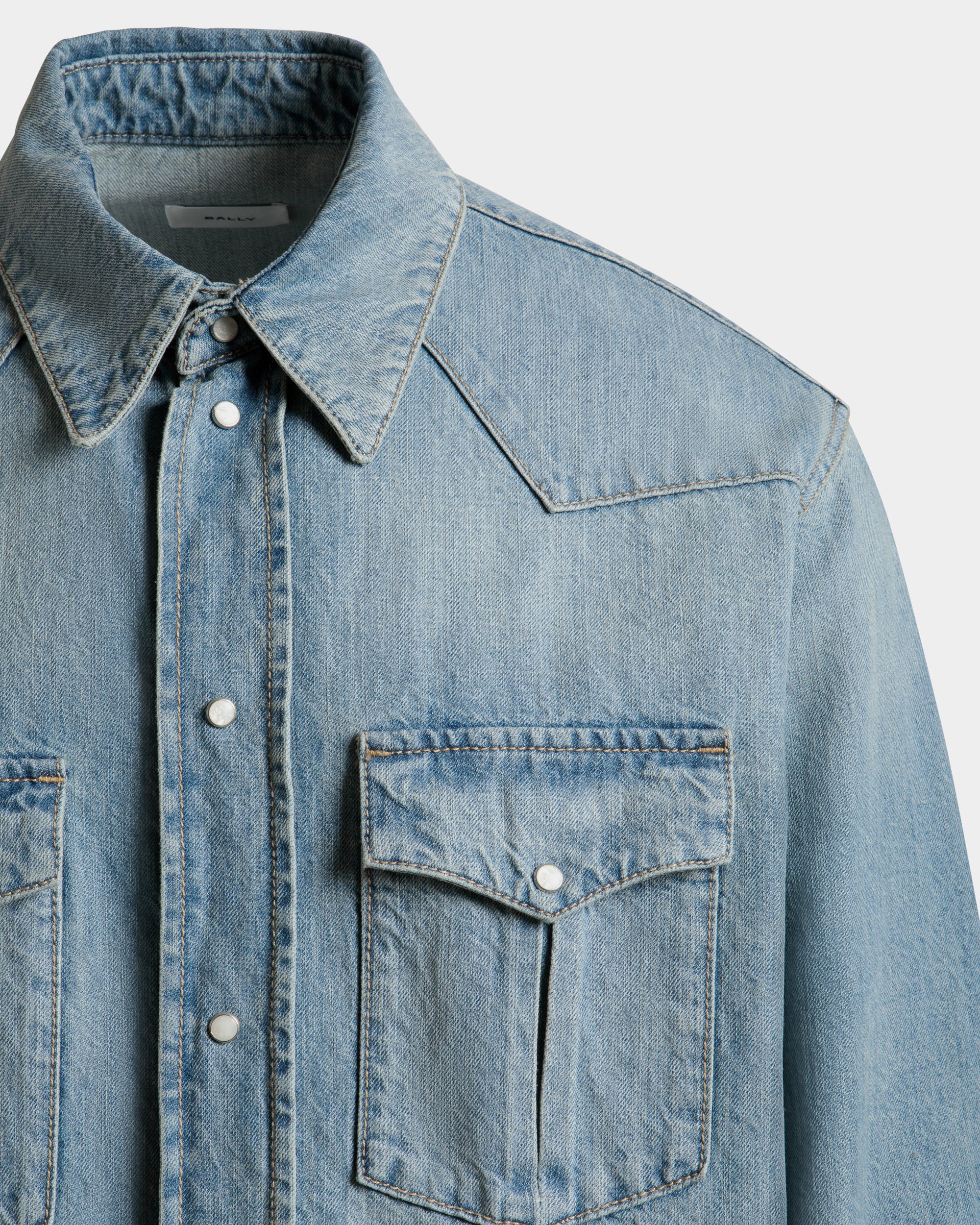 Denim Shirt in Blue Cotton - Men's - Bally - 02
