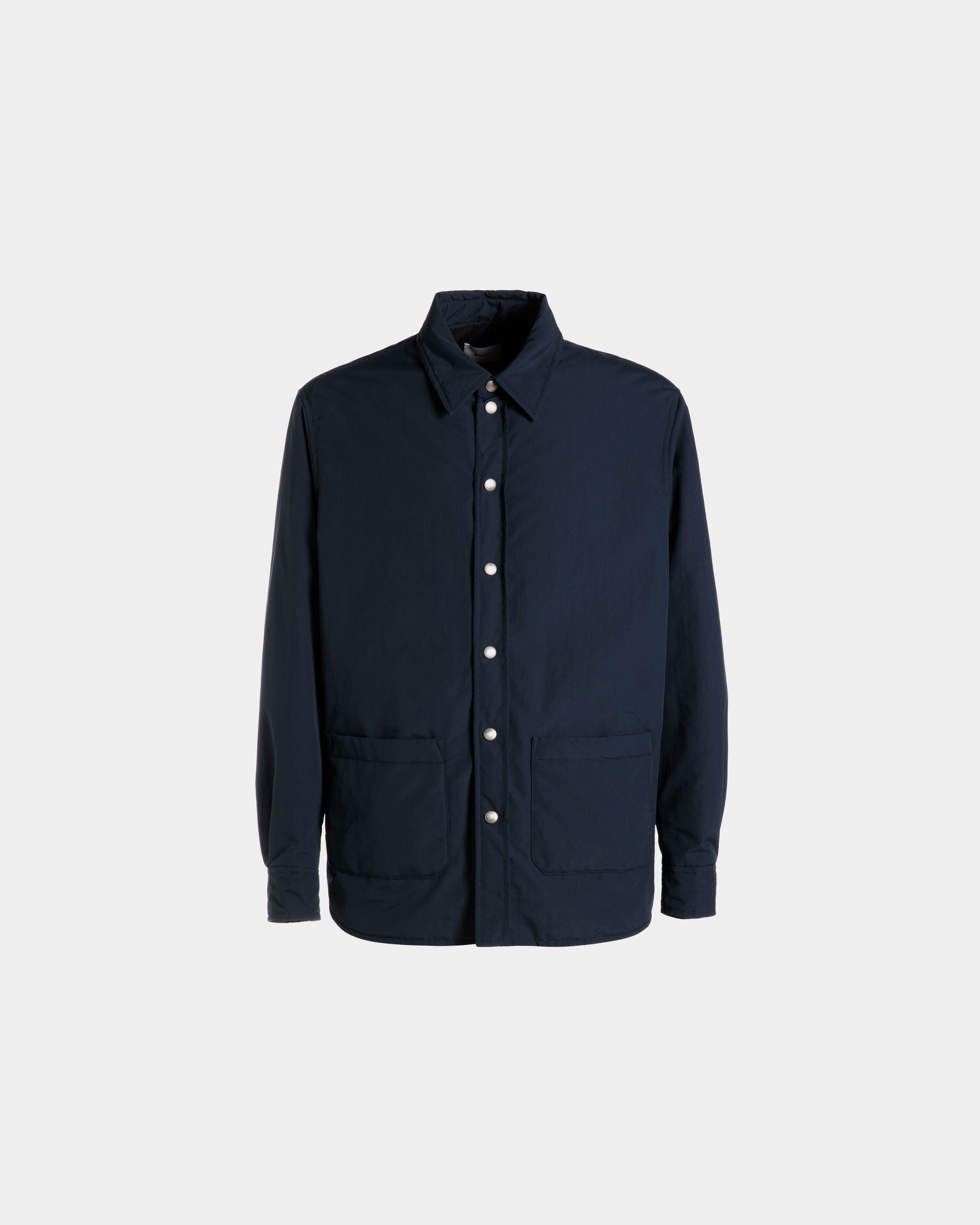 Padded Overshirt In Navy Blue Nylon - Men's - Bally - 01