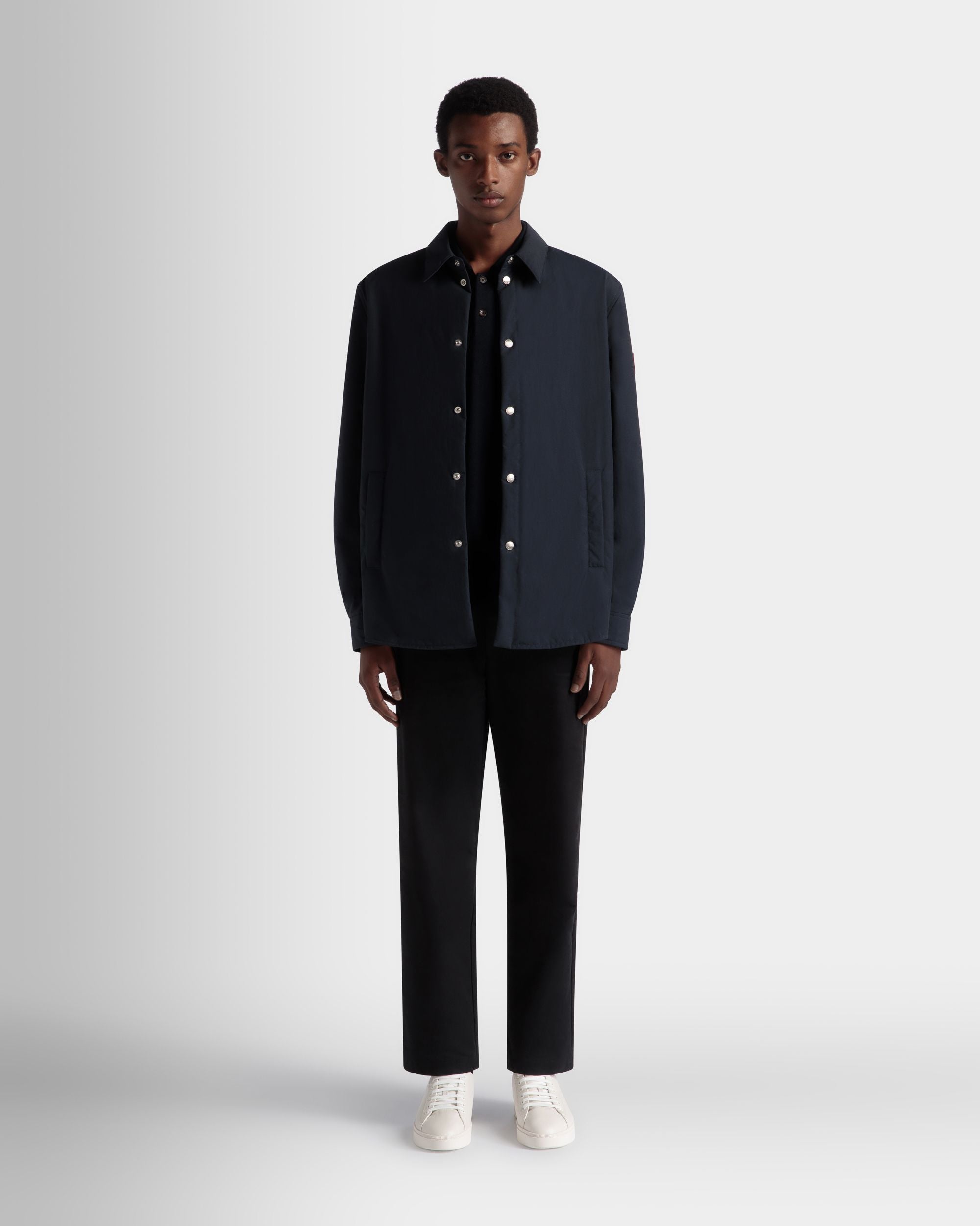 Padded Overshirt In Navy Blue Nylon - Men's - Bally - 02