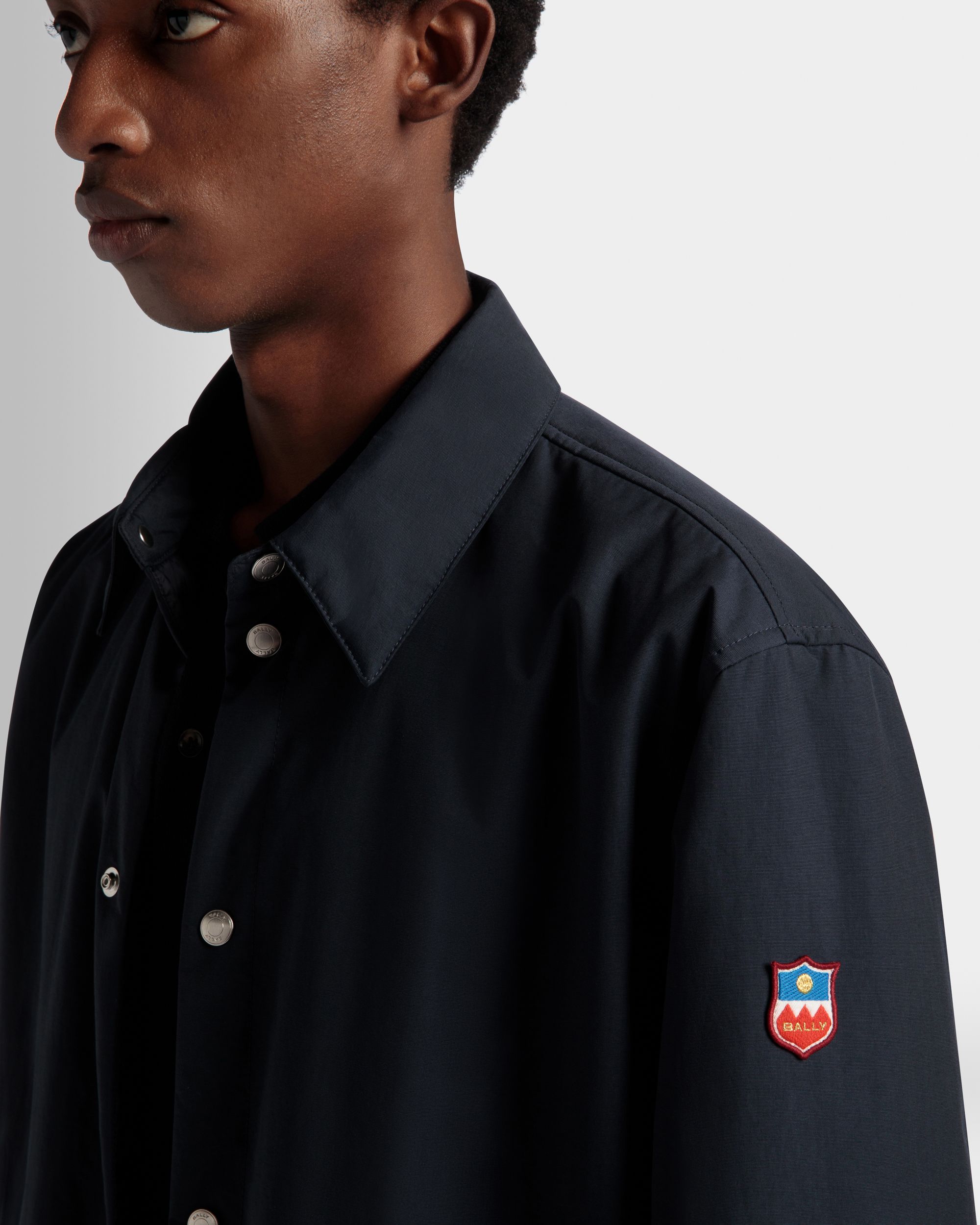 Padded Overshirt In Navy Blue Nylon - Men's - Bally - 04