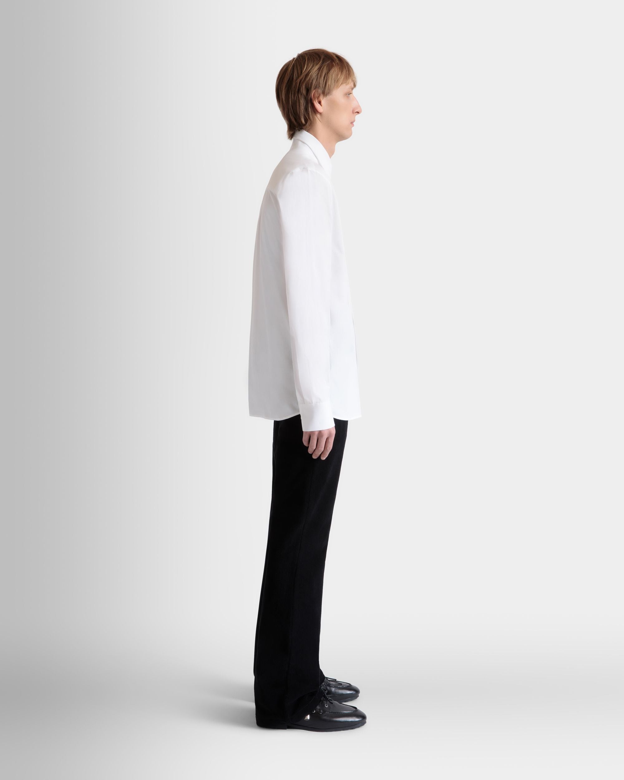Long Sleeve Shirt In White Cotton - Men's - Bally - 05