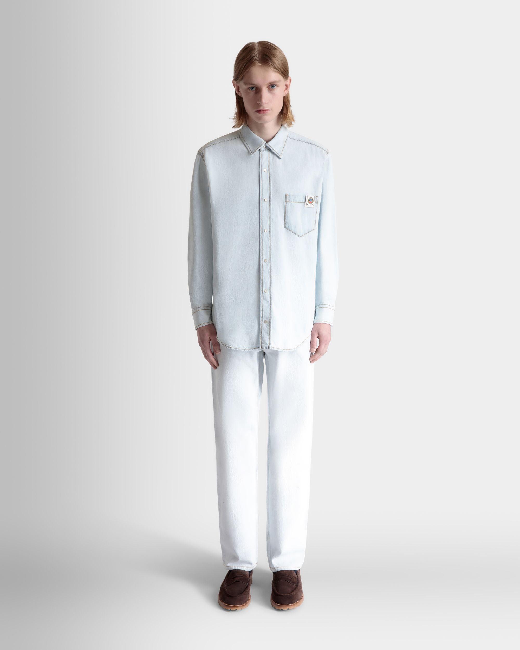 Long Sleeve Shirt in Light Blue Cotton - Men's - Bally - 02