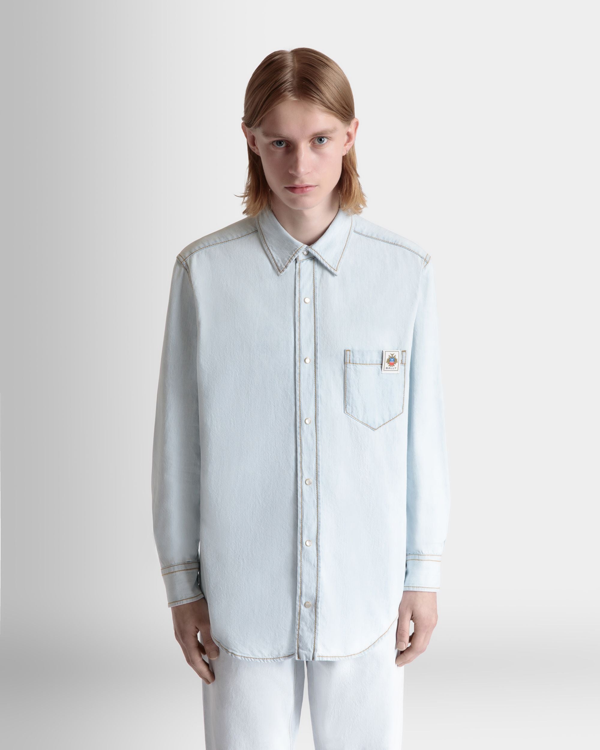 Long Sleeve Shirt in Light Blue Cotton - Men's - Bally - 08