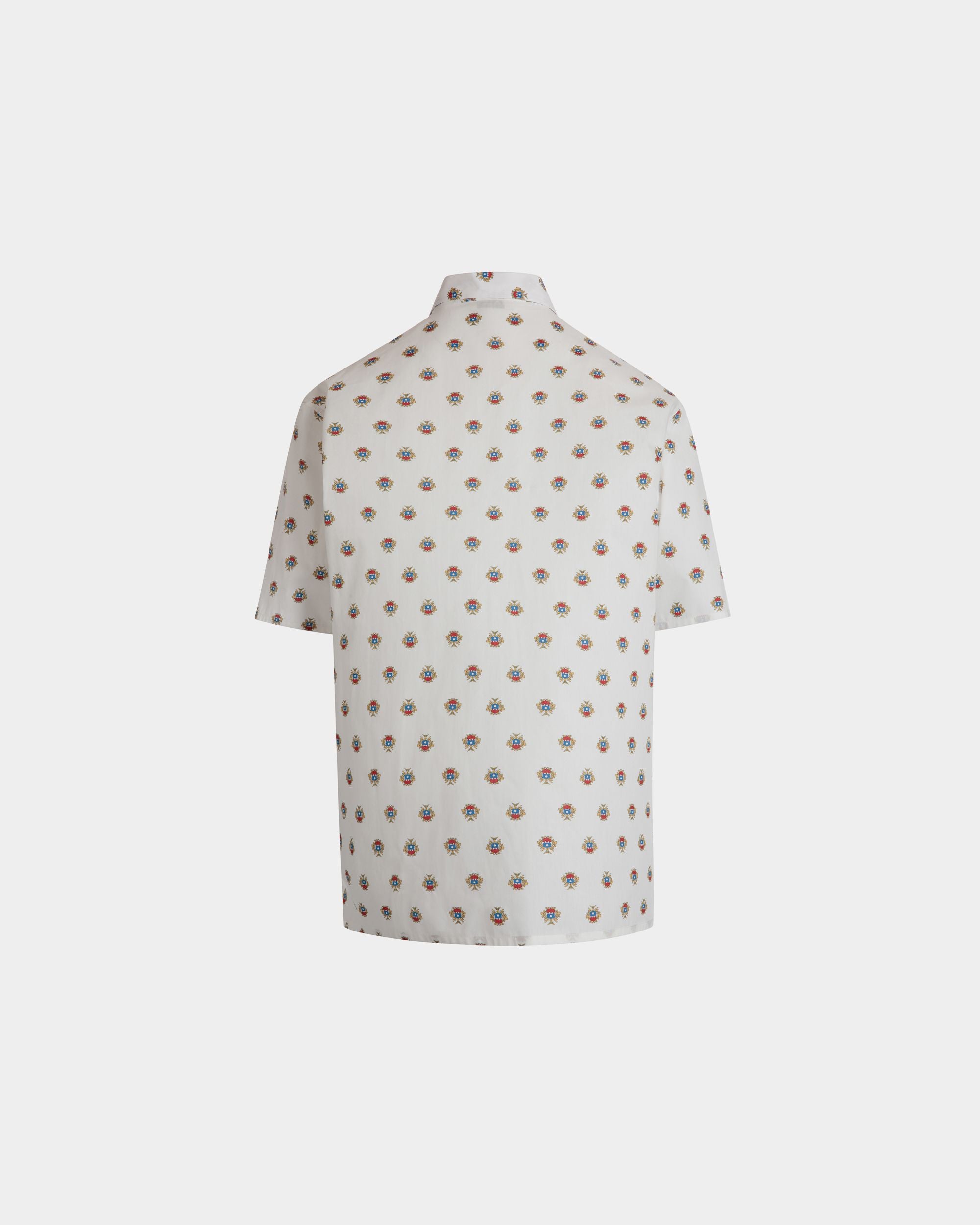 Bowling Shirt in White Cotton With an Allover Bally Crest Print - Men's - Bally - 07