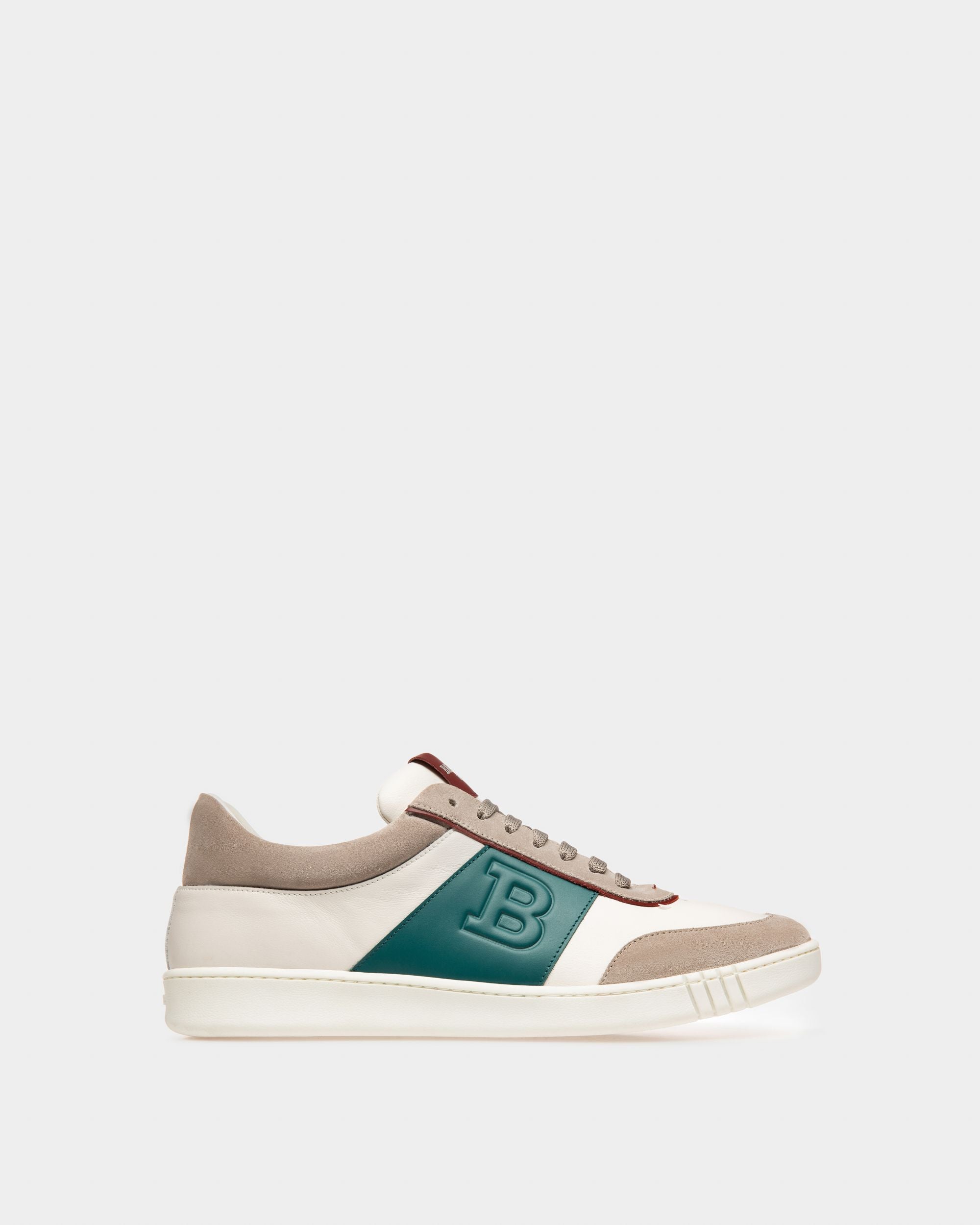 Wallys Leather & Suede Sneaker In White & Grey - Men's - Bally - 01