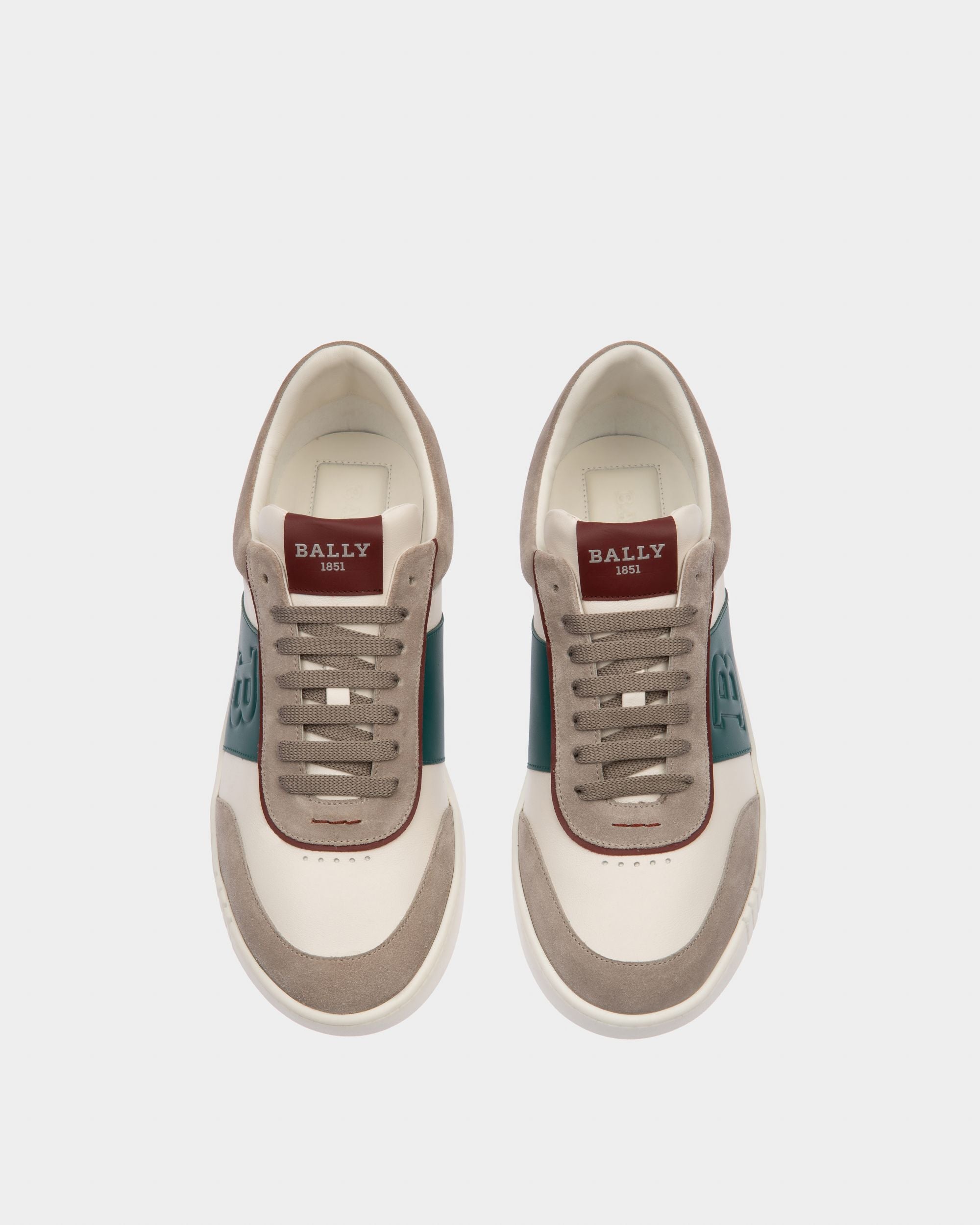 Wallys Leather & Suede Sneaker In White & Grey - Men's - Bally - 02