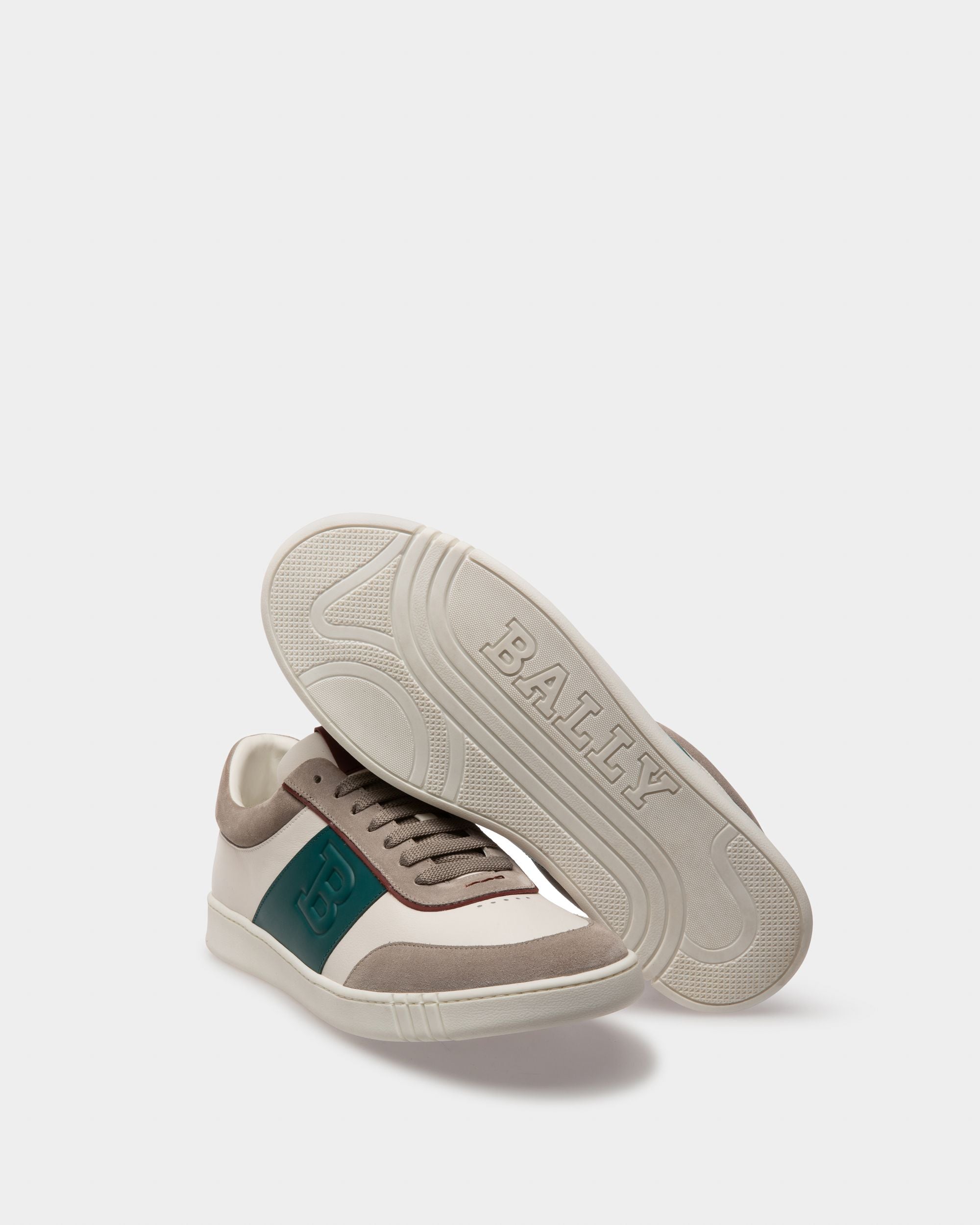 Wallys Leather & Suede Sneaker In White & Grey - Men's - Bally - 05