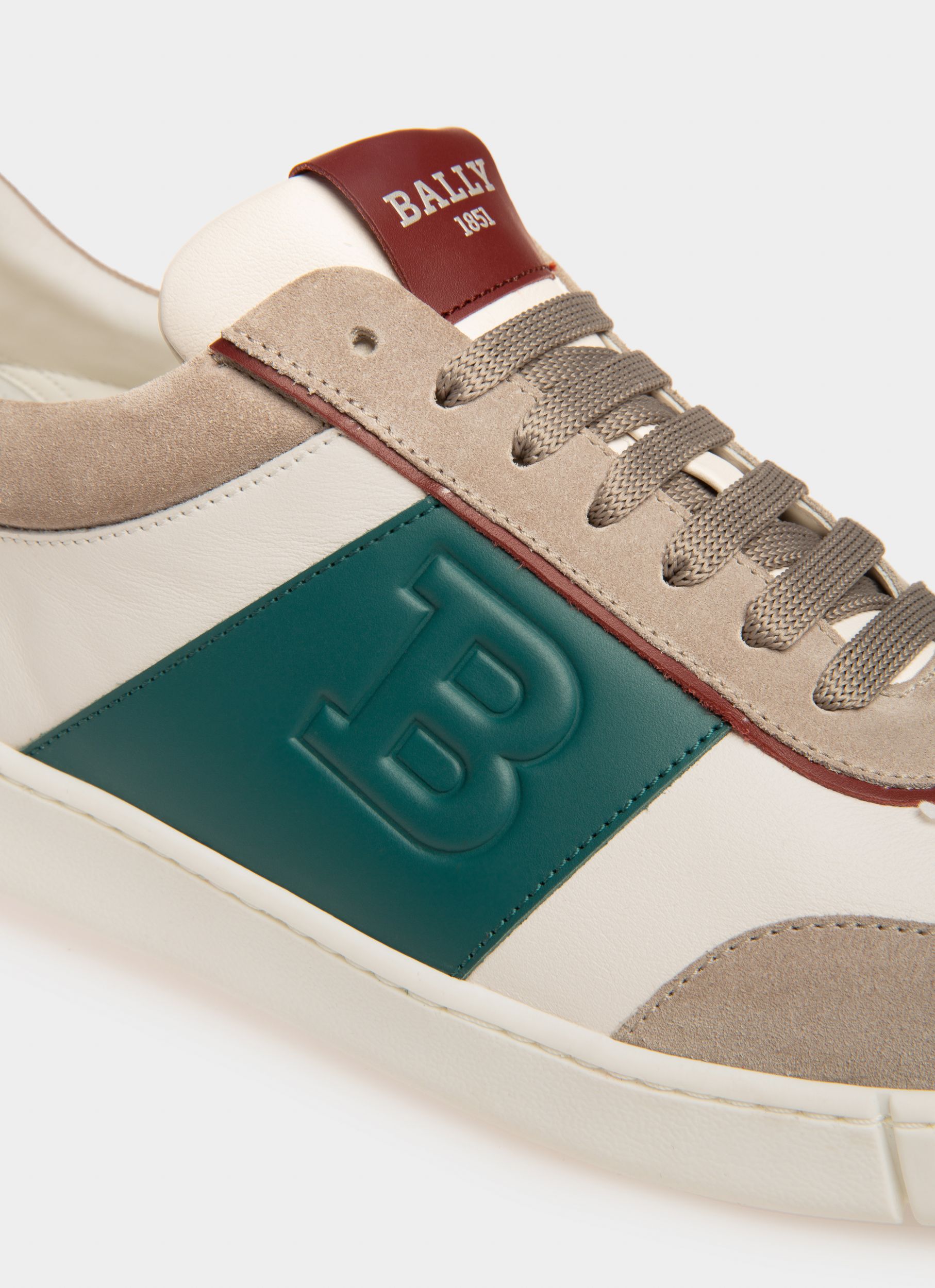 Wallys Leather & Suede Sneaker In White & Grey - Men's - Bally - 06