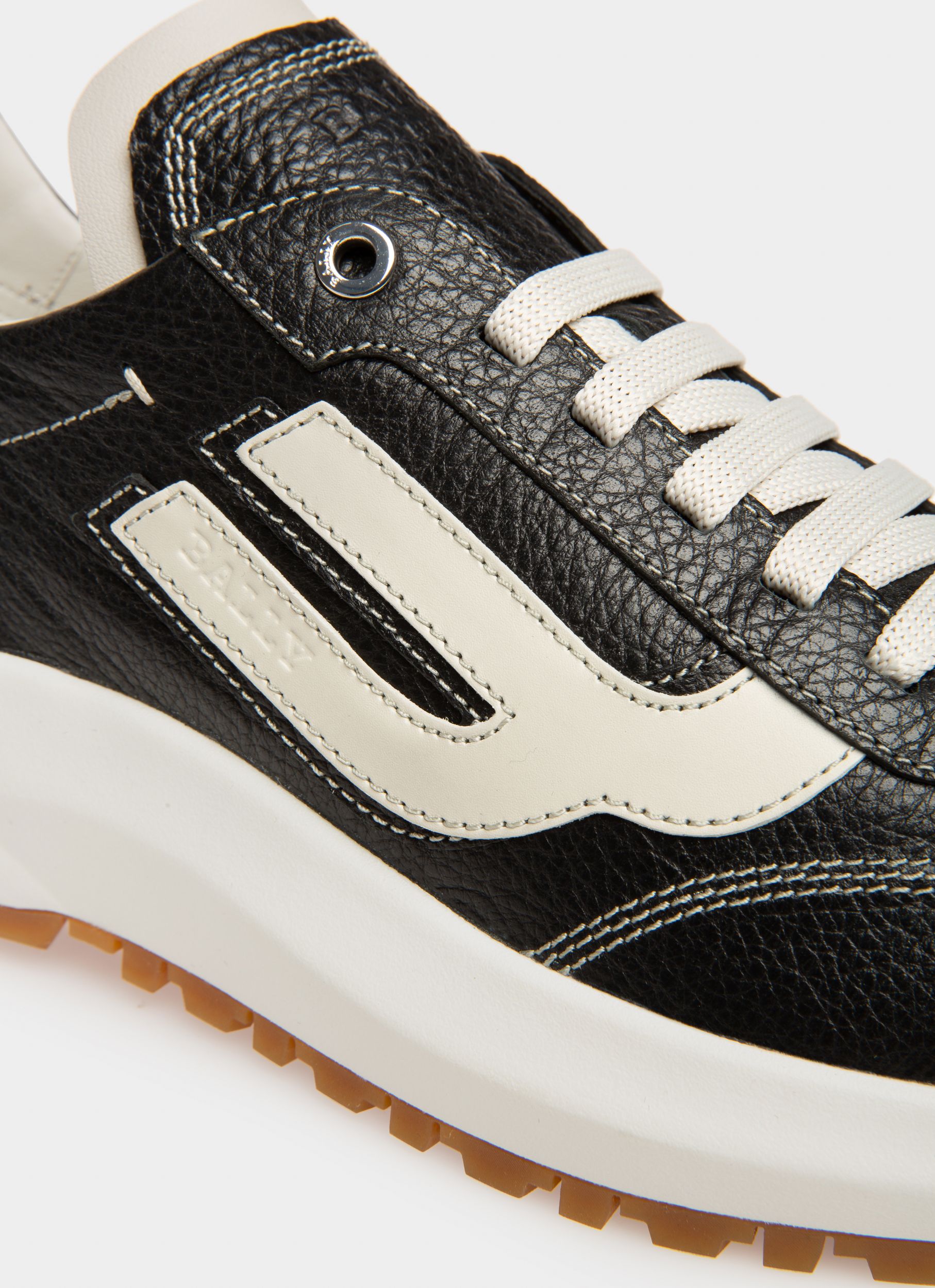 Demyl Sneakers In Black And Dusty White Leather - Men's - Bally - 05