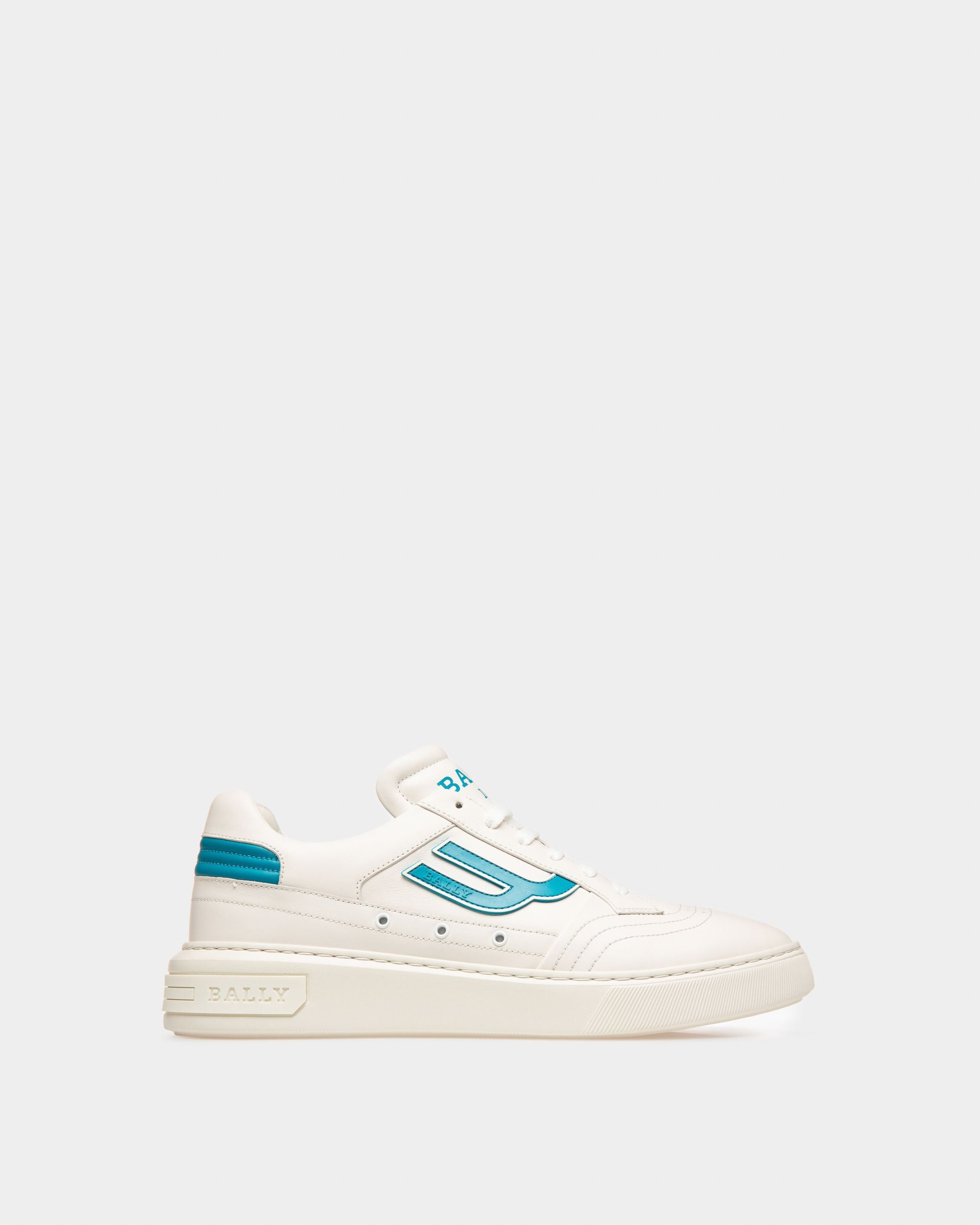 Bally Lift Sneaker in White and Teal Leather - Men's - Bally - 01