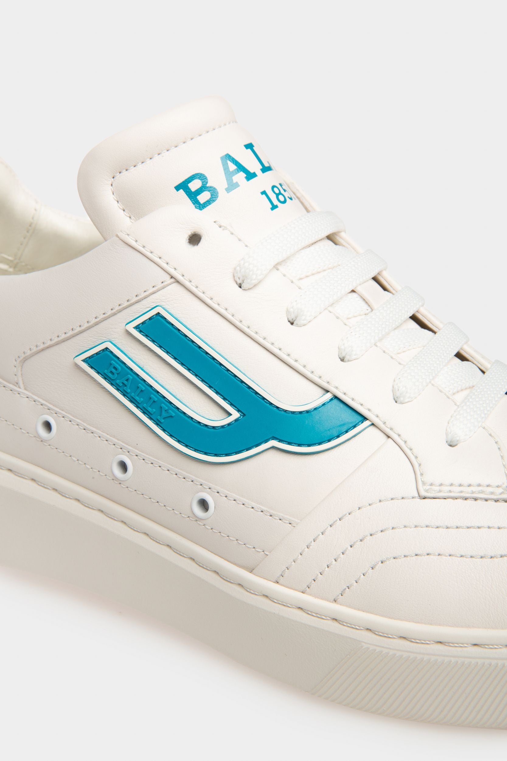 Bally Lift Sneaker in White and Teal Leather - Men's - Bally - 05