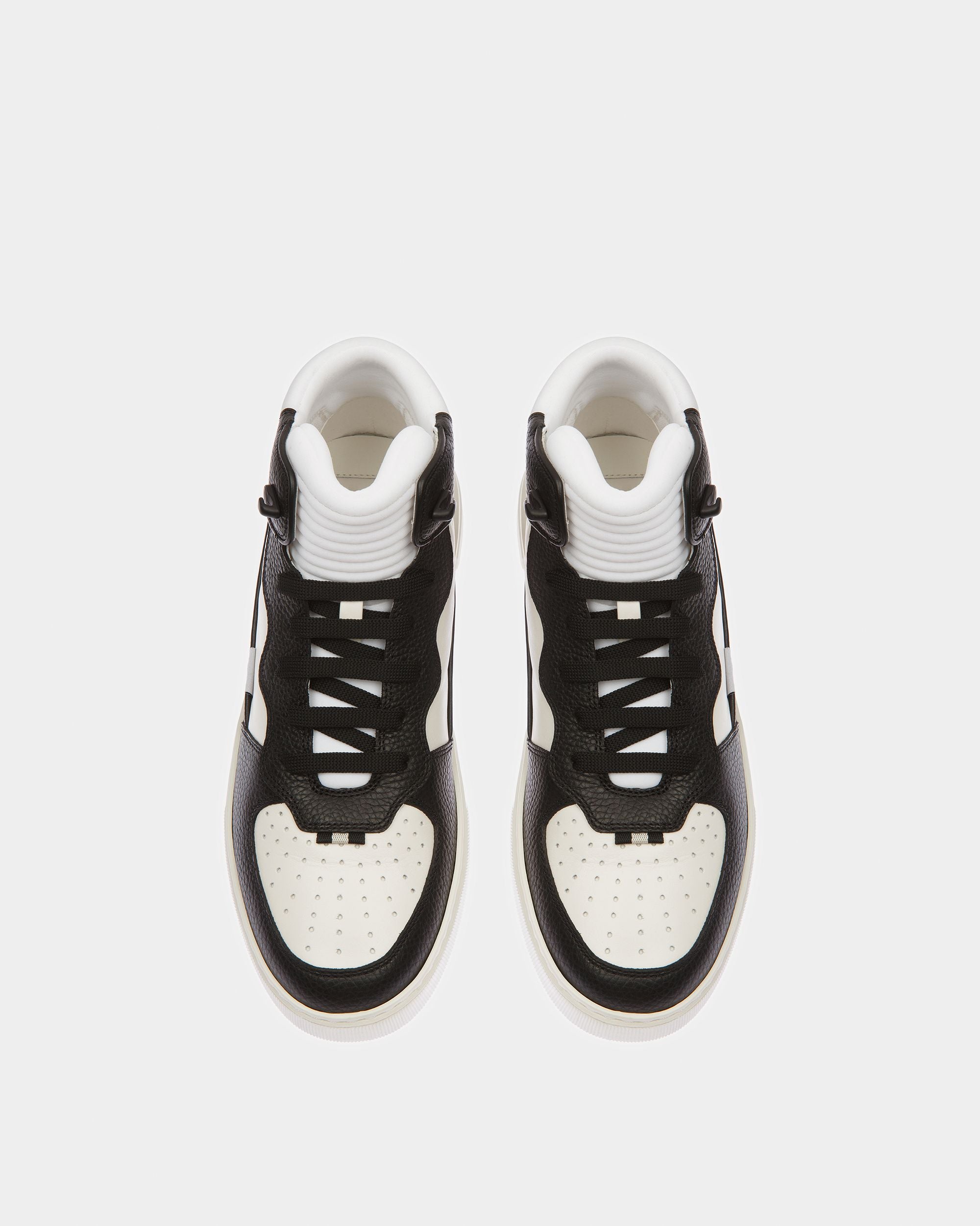 Martyn Leather And Fabric Sneakers In Black And White - Men's - Bally - 02
