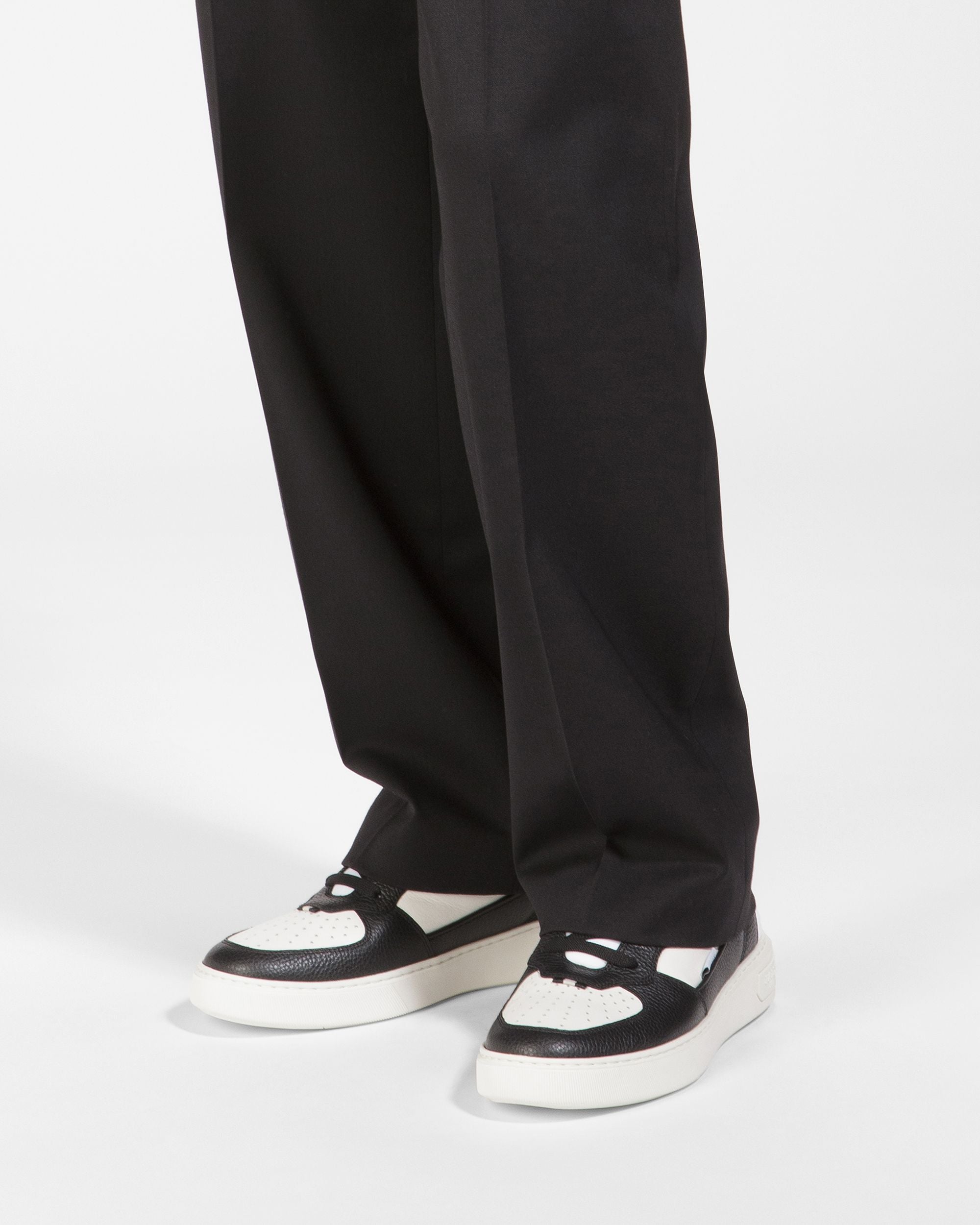 Martyn Leather And Fabric Sneakers In Black And White - Men's - Bally - 07