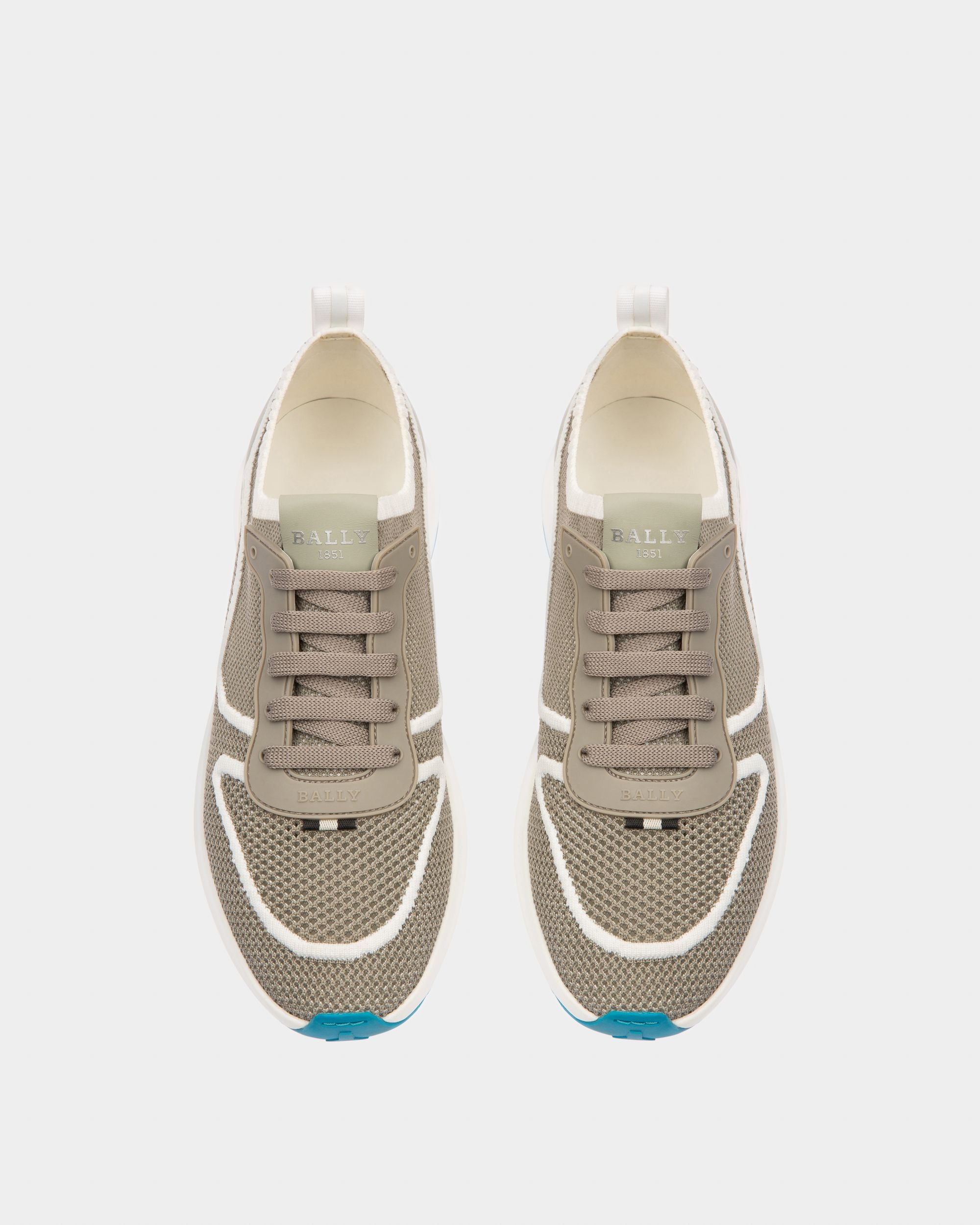 Davyn Mesh And Leather Sneakers In Grey And White - Men's - Bally - 02