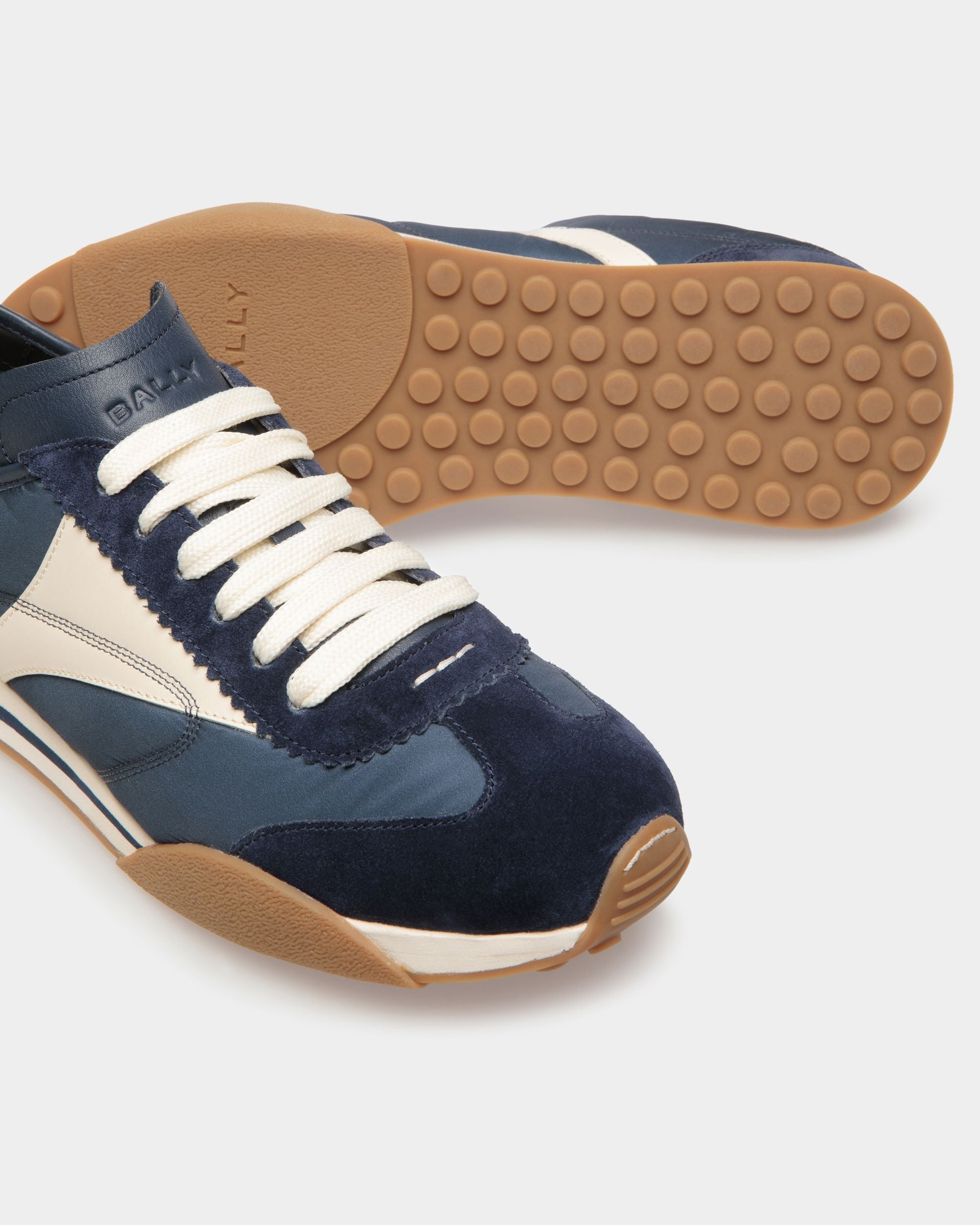 Sussex Sneakers In Marine And Bone Leather And Fabric - Men's - Bally - 04