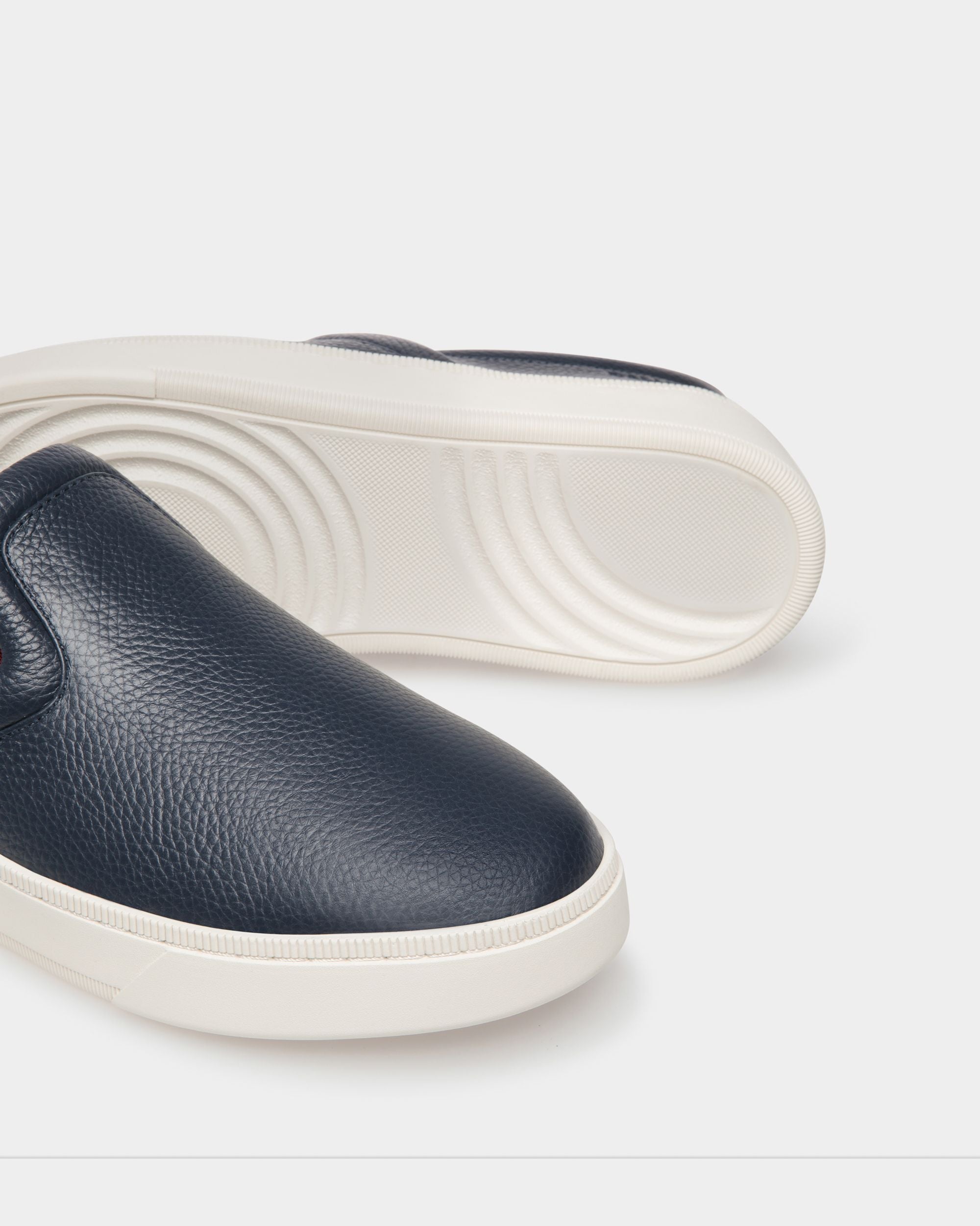Raise Slip-On Sneaker In Blue Grained Leather - Men's - Bally - 04