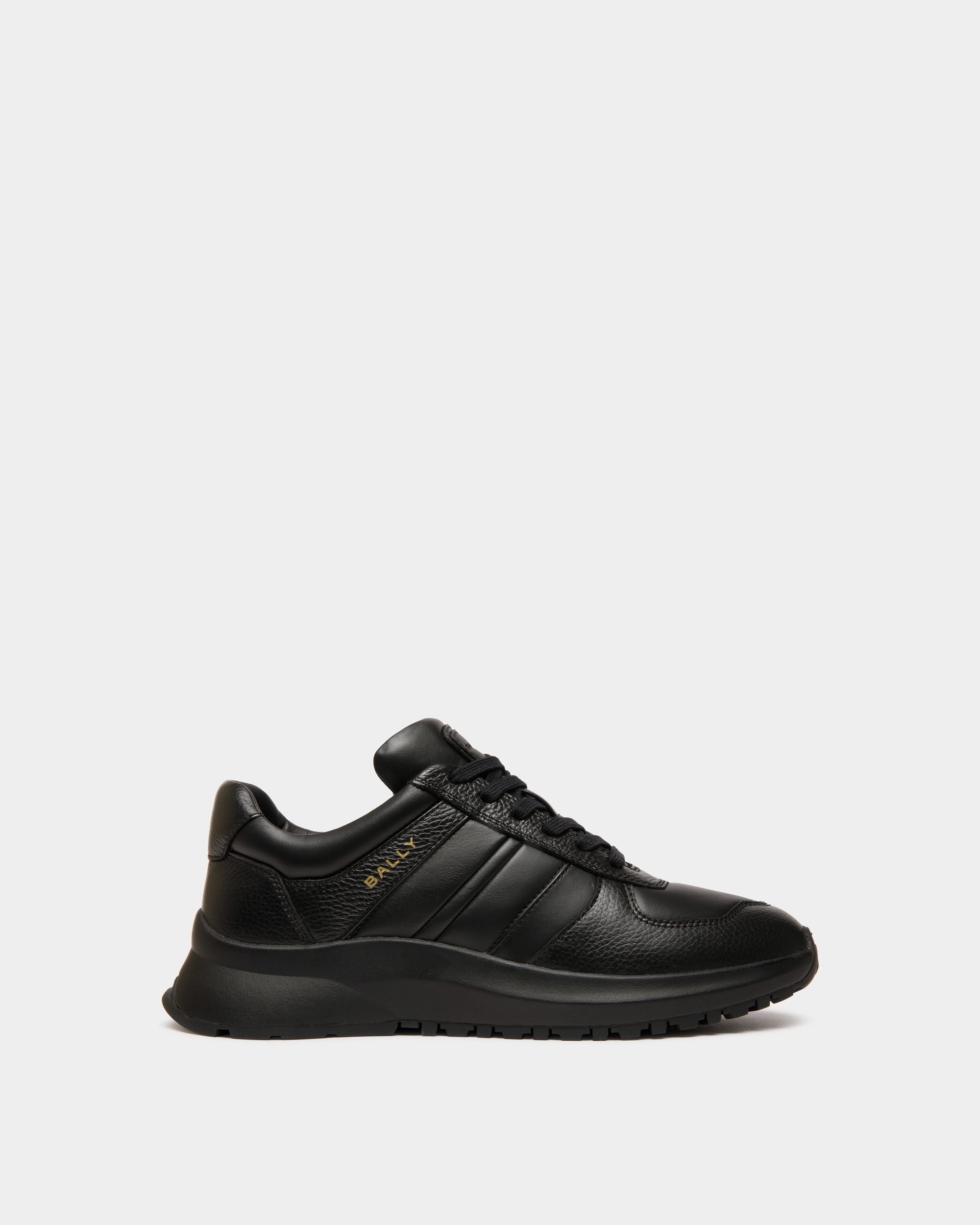 Outline Sneaker in Black Leather - Men's - Bally - 01