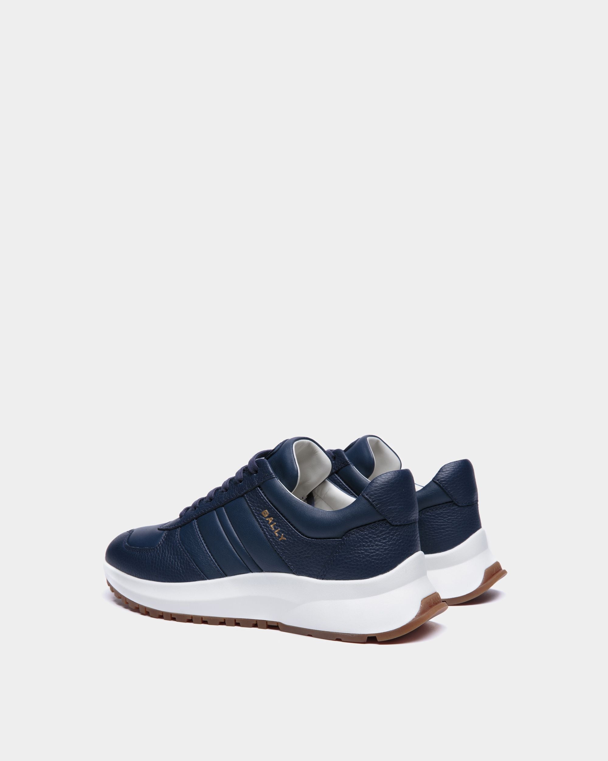 Outline Sneaker In Blue Grained Leather - Men's - Bally - 03