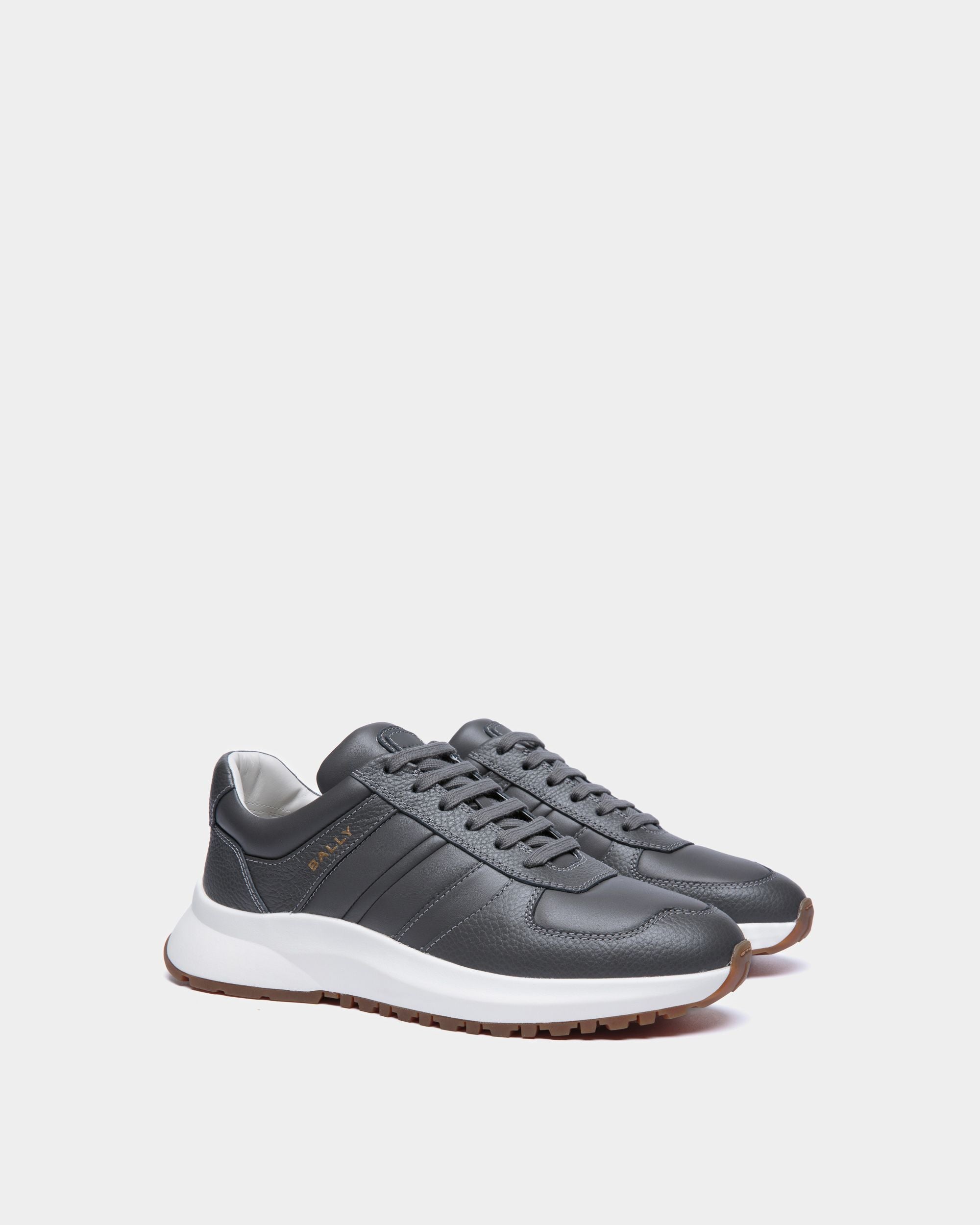 Outline Sneaker In Grey Grained Leather - Men's - Bally - 02