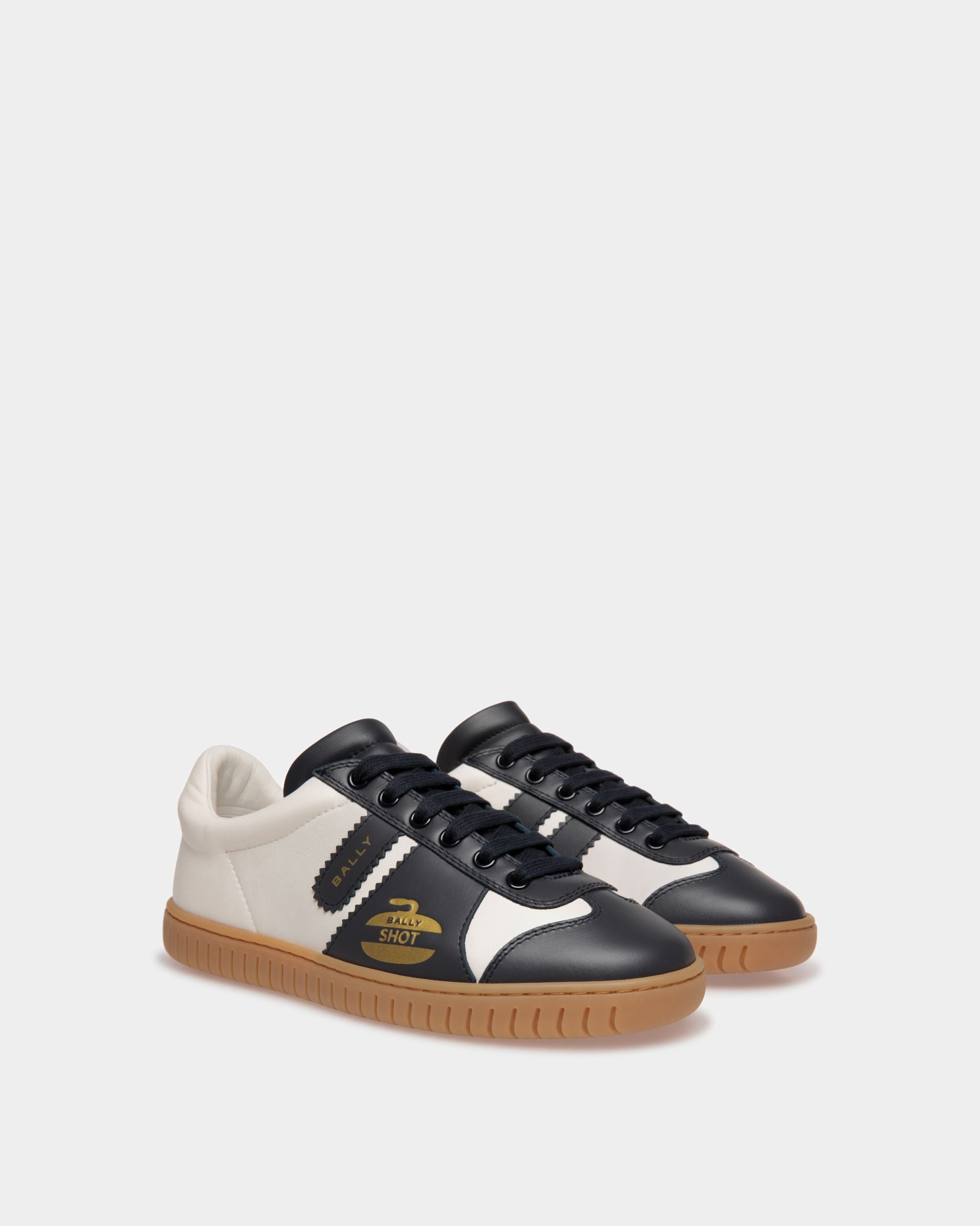 Player Sneaker in Blue And White Leather - Men's - Bally - 02