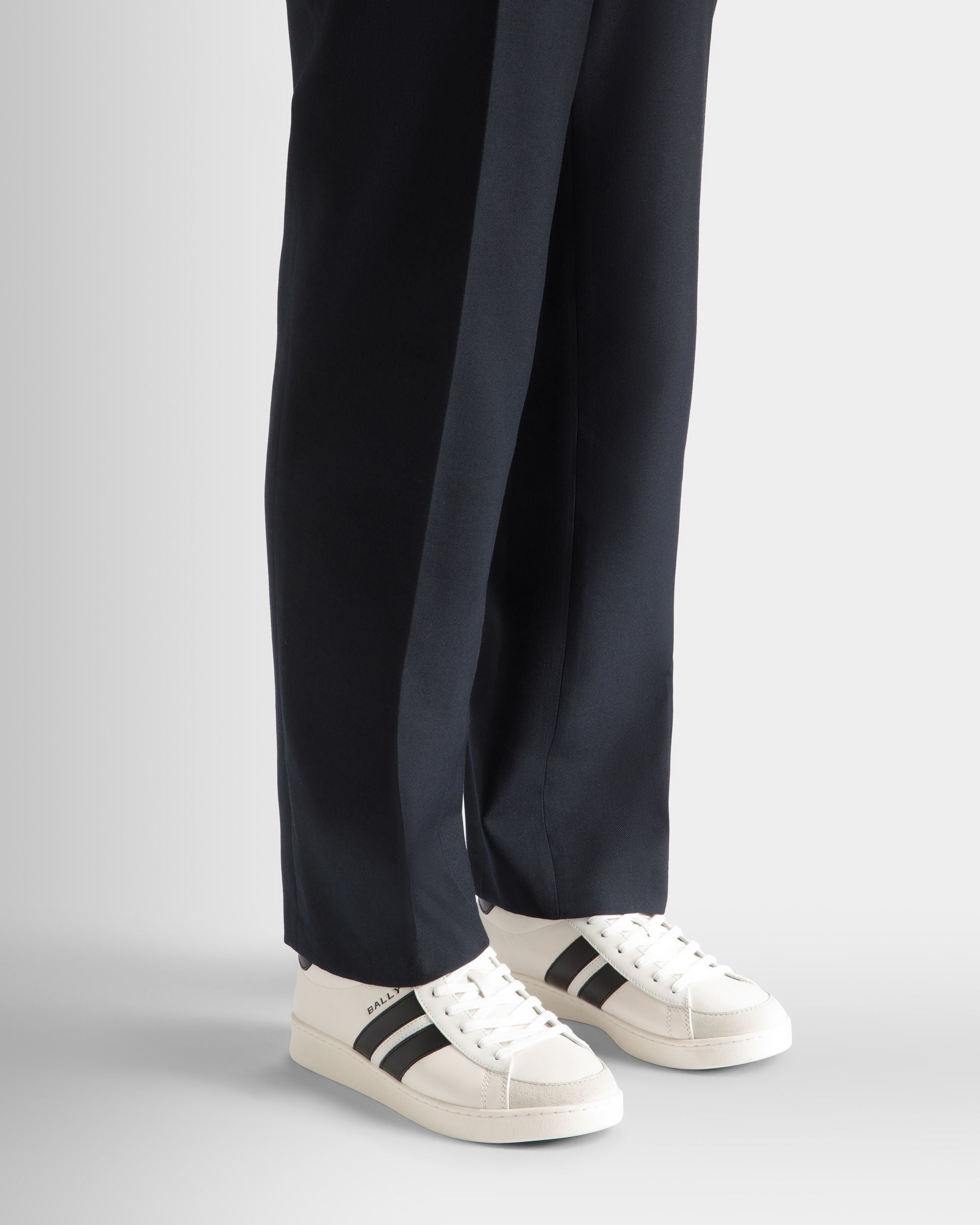 Tennis Sneaker in White and Black Leather - Men's - Bally - 02