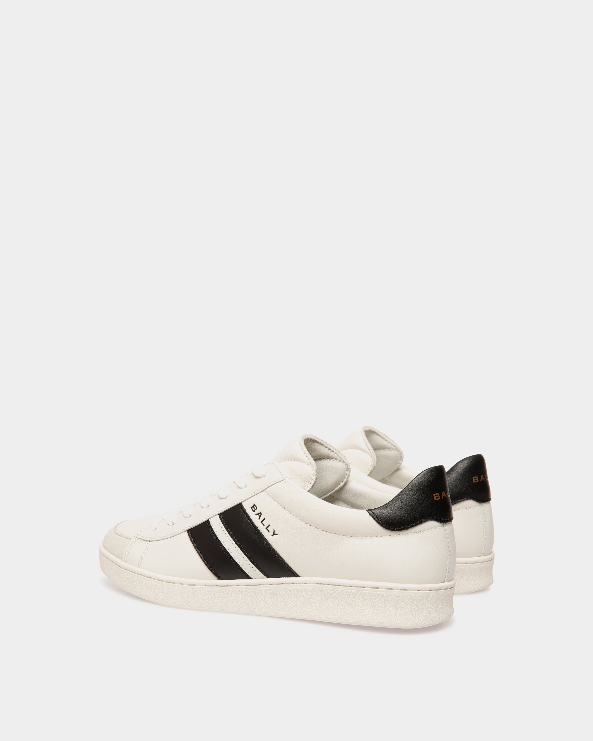 Tennis Sneaker in White and Black Leather - Men's - Bally - 04
