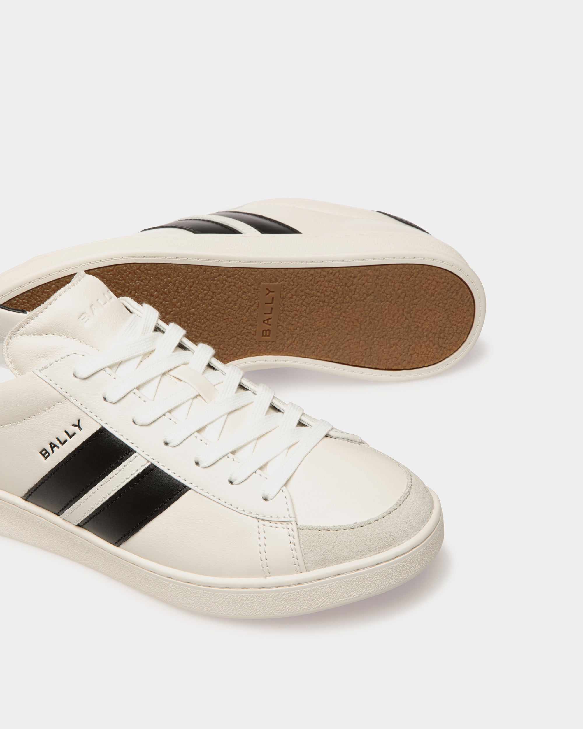 Tennis Sneaker in White and Black Leather - Men's - Bally - 05