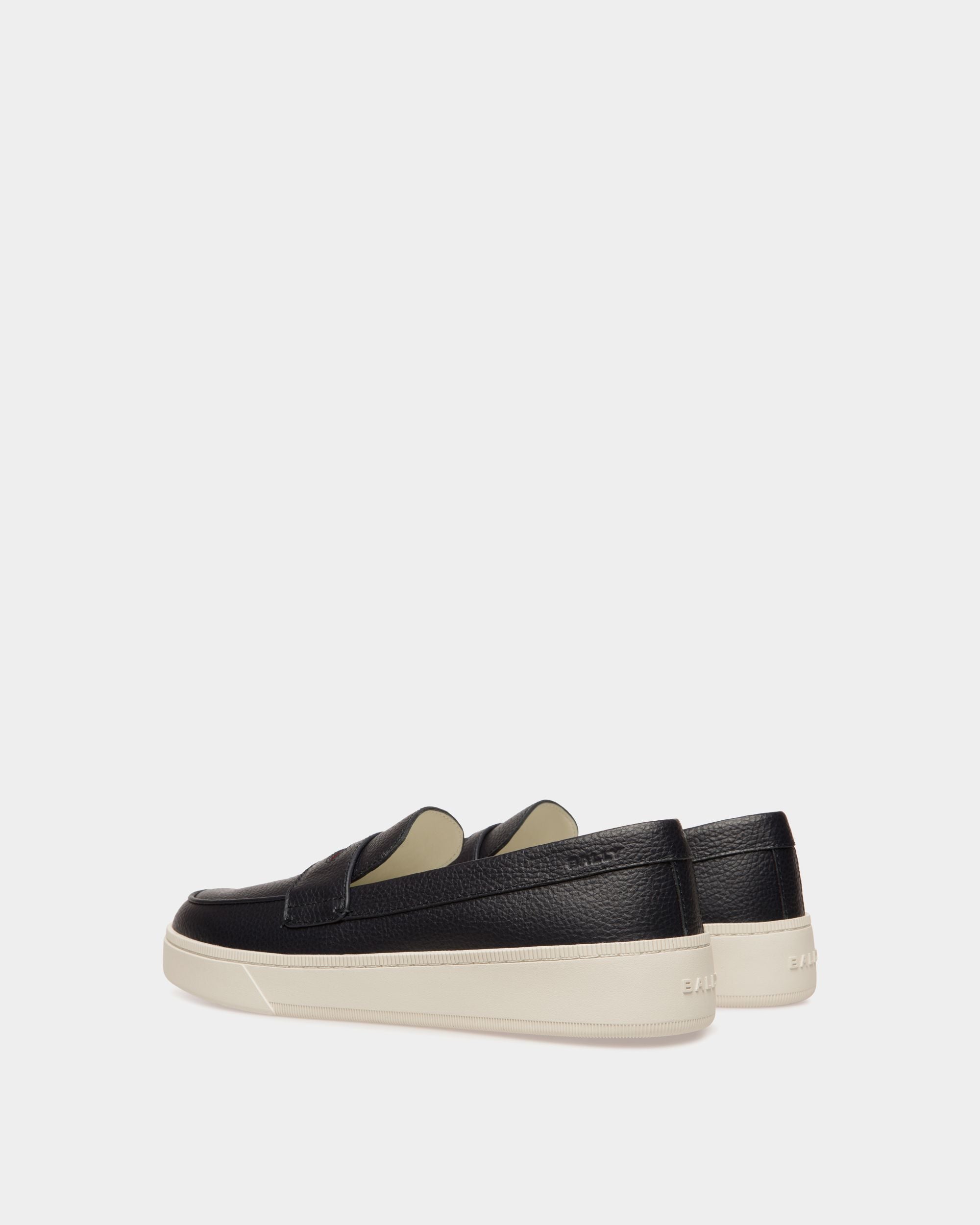 Raise Sneaker in Navy Blue Grained Leather - Men's - Bally - 03