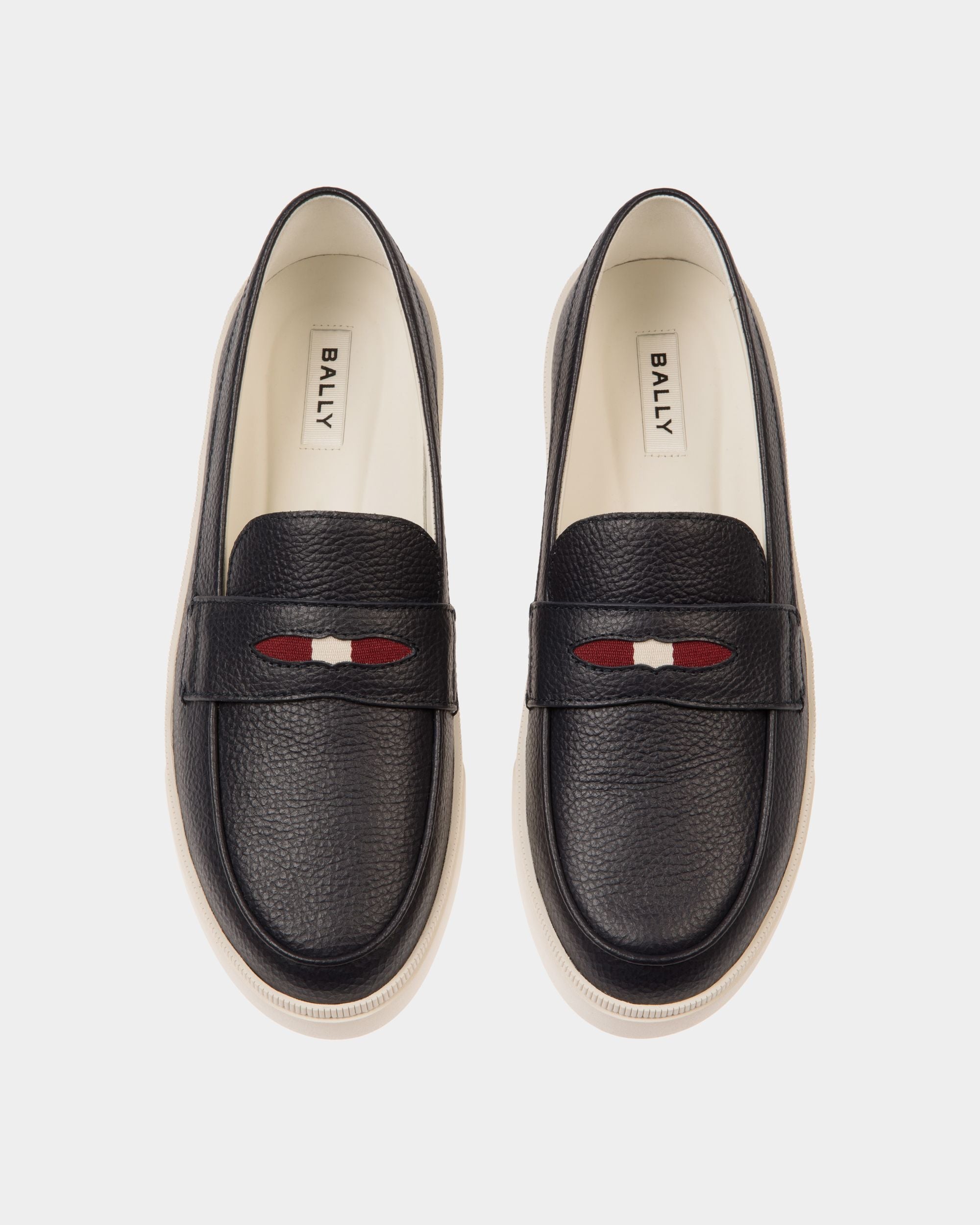 Raise Sneaker in Navy Blue Grained Leather - Men's - Bally - 04