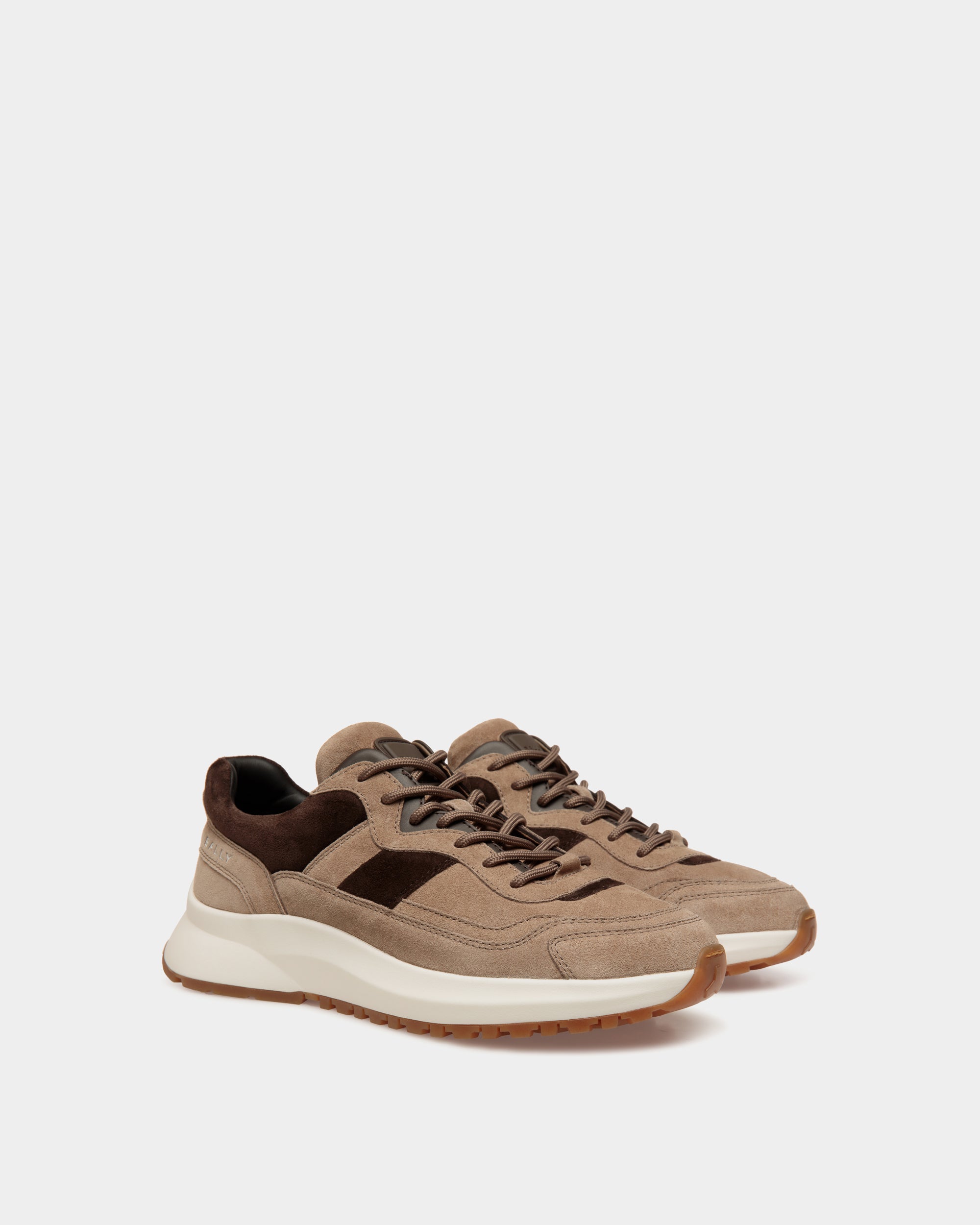 Outline Sneaker in Taupe and Ebano Suede - Men's - Bally - 03