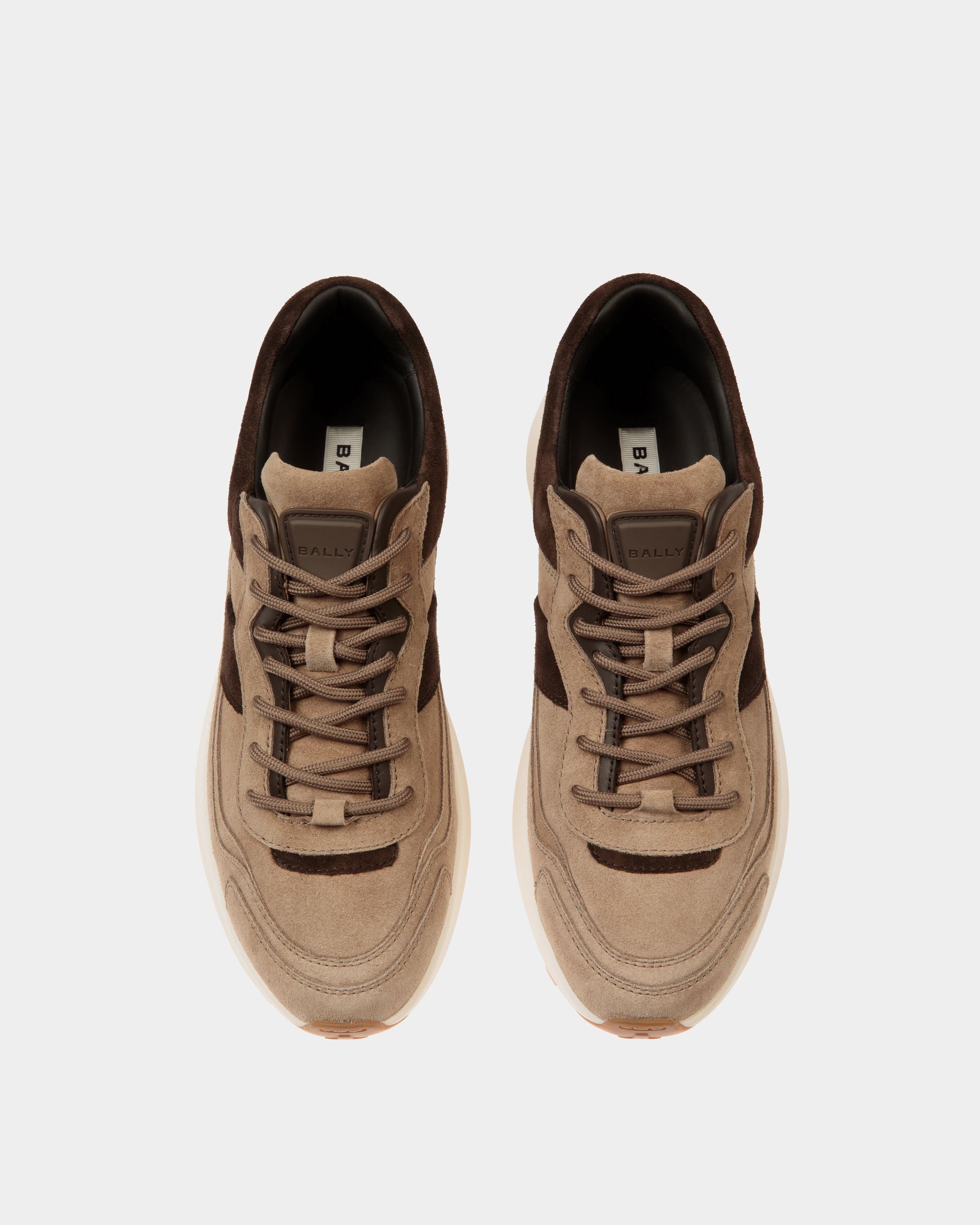 Outline Sneaker in Taupe and Ebano Suede - Men's - Bally - 05