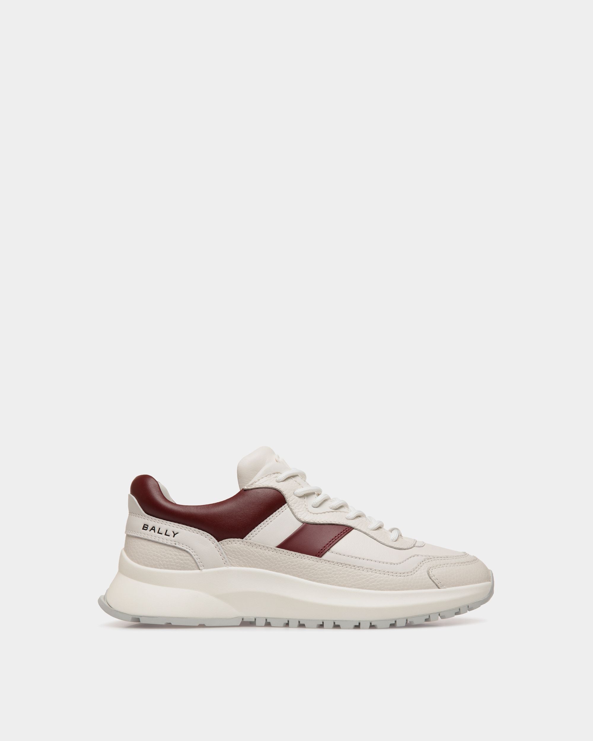 Outline Sneaker in White And Heritage Red Leather - Men's - Bally - 01