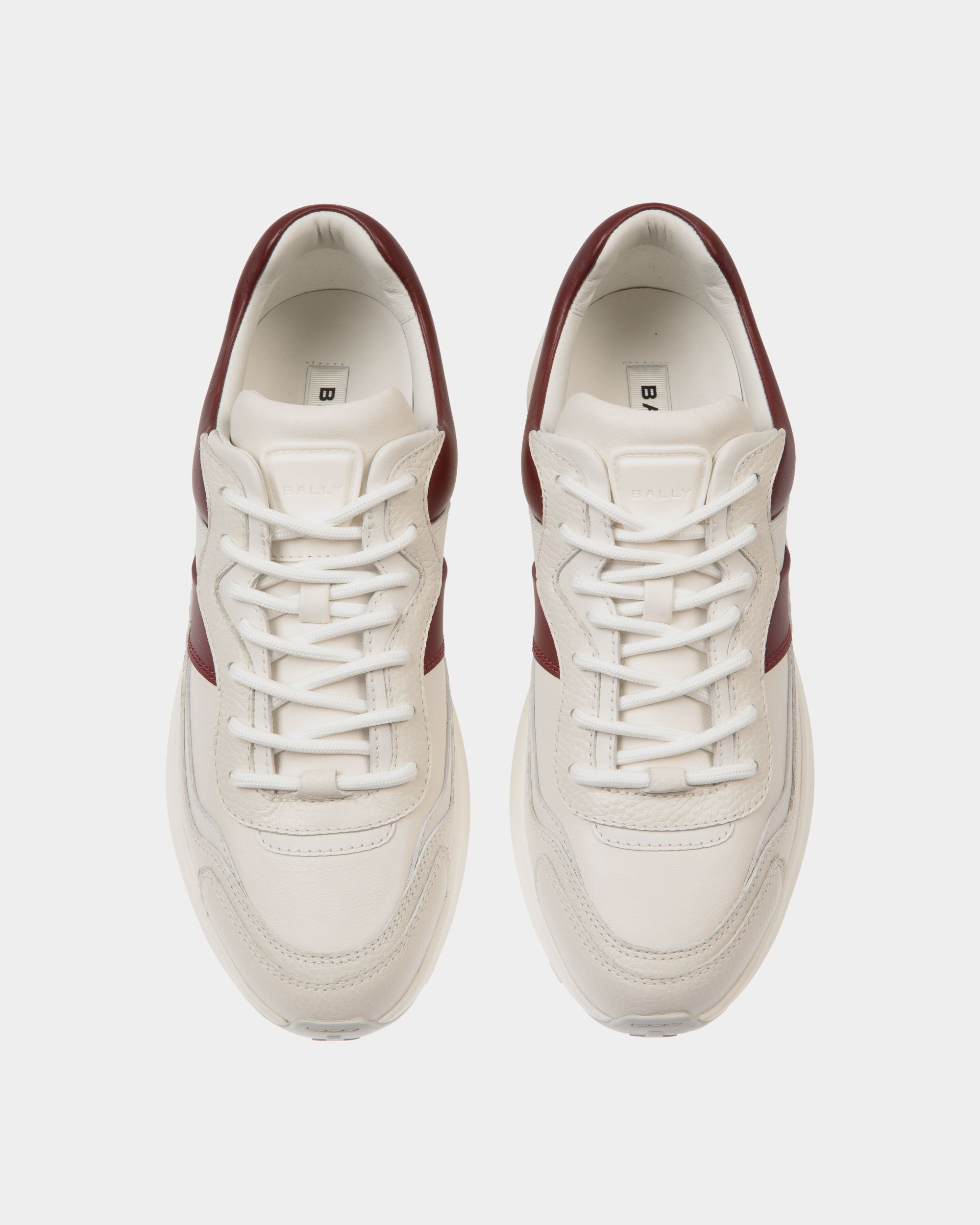 Outline Sneaker in White And Heritage Red Leather - Men's - Bally - 04