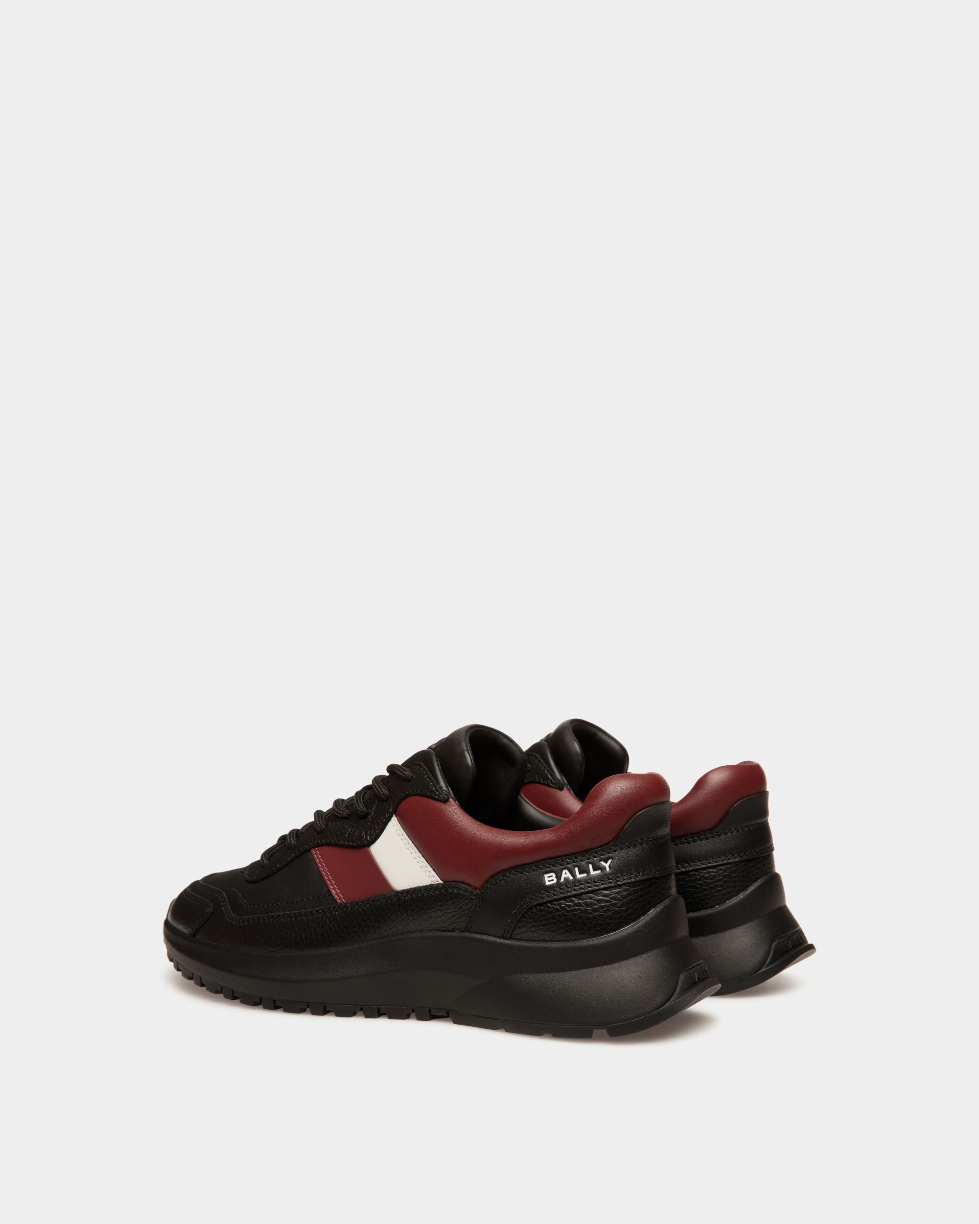 Outline Sneaker in Black And Heritage Red Leather - Men's - Bally - 03