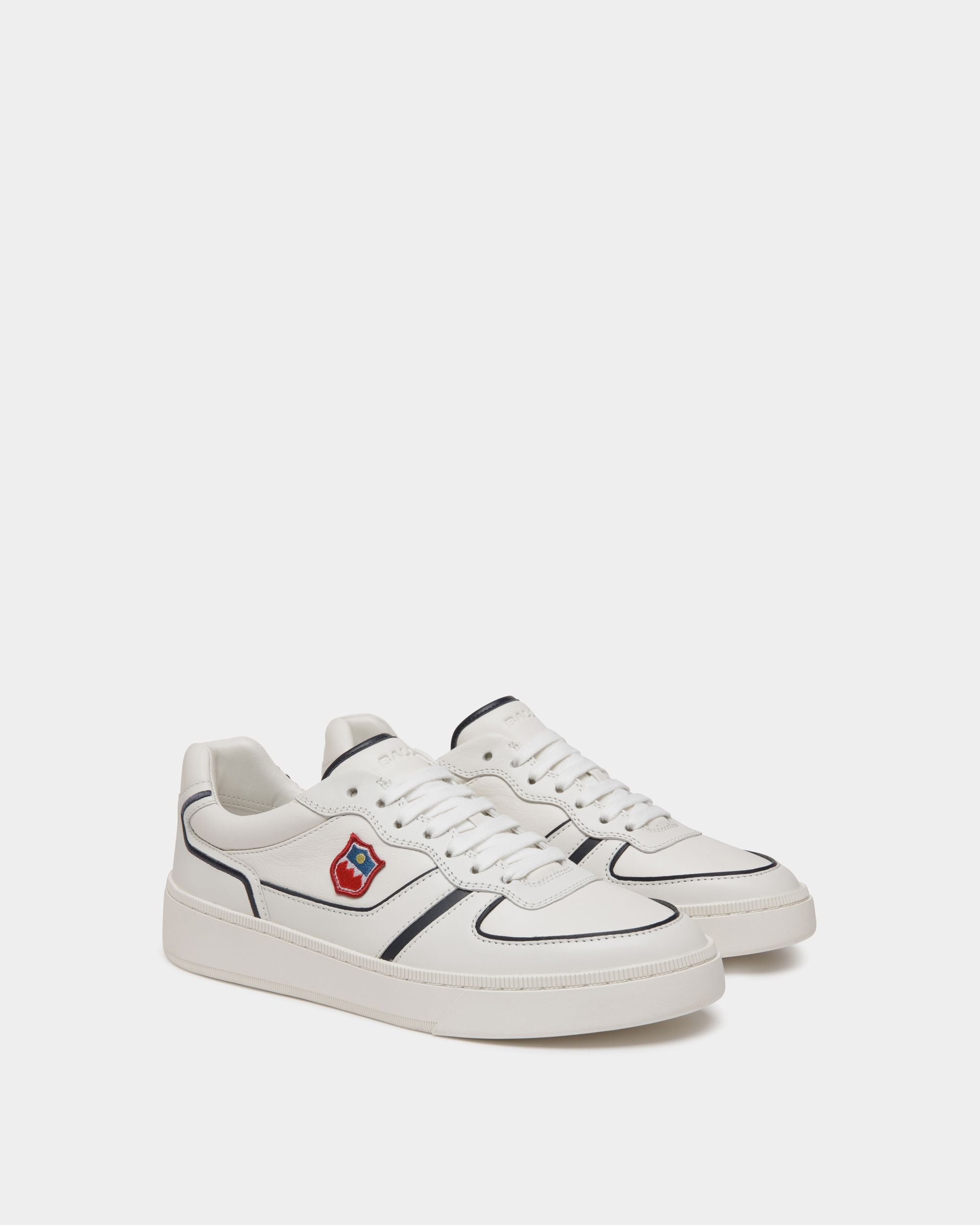 Raise Sneaker in White and Navy Blue Leather - Men's - Bally - 03
