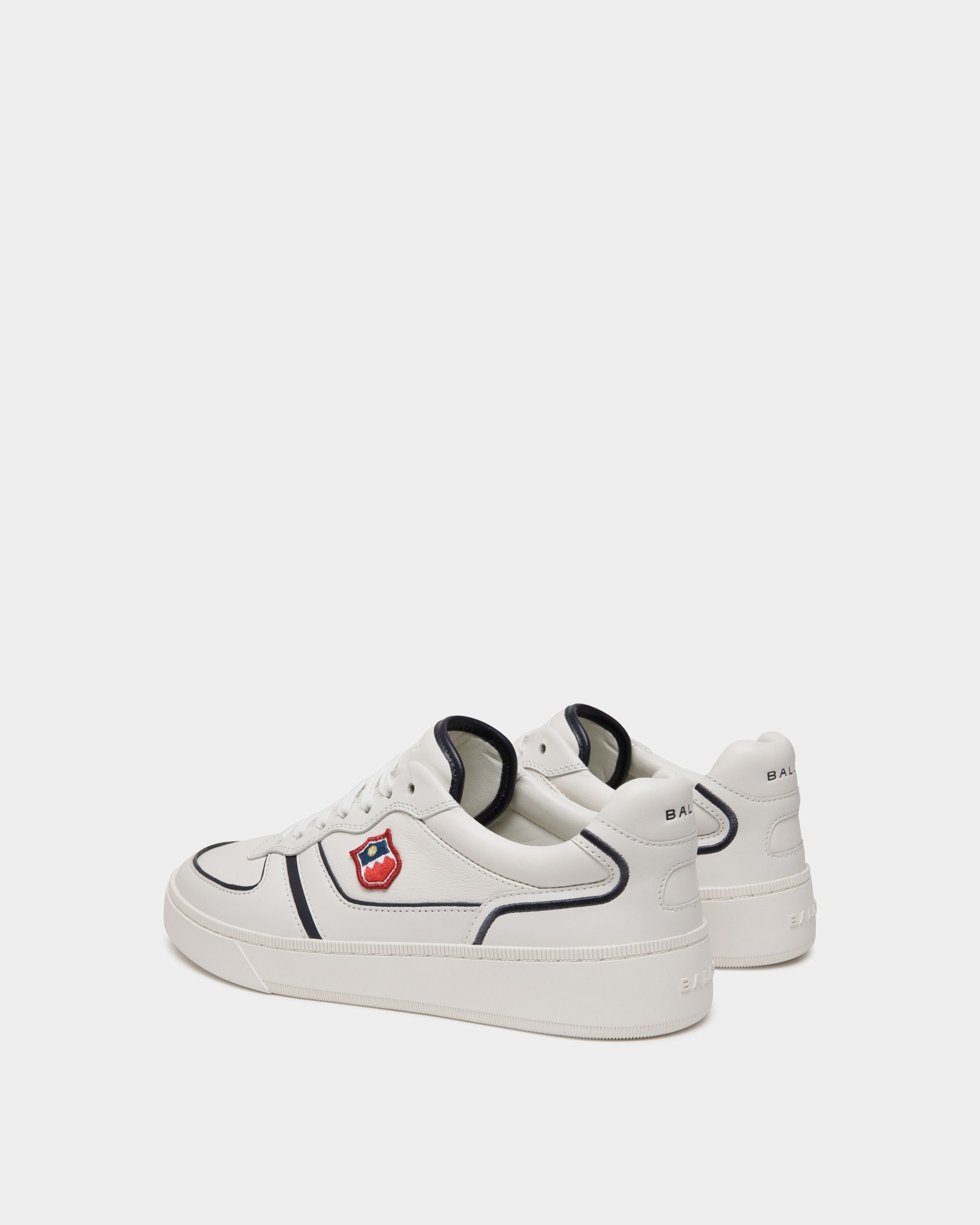 Raise Sneaker in White and Navy Blue Leather - Men's - Bally - 04