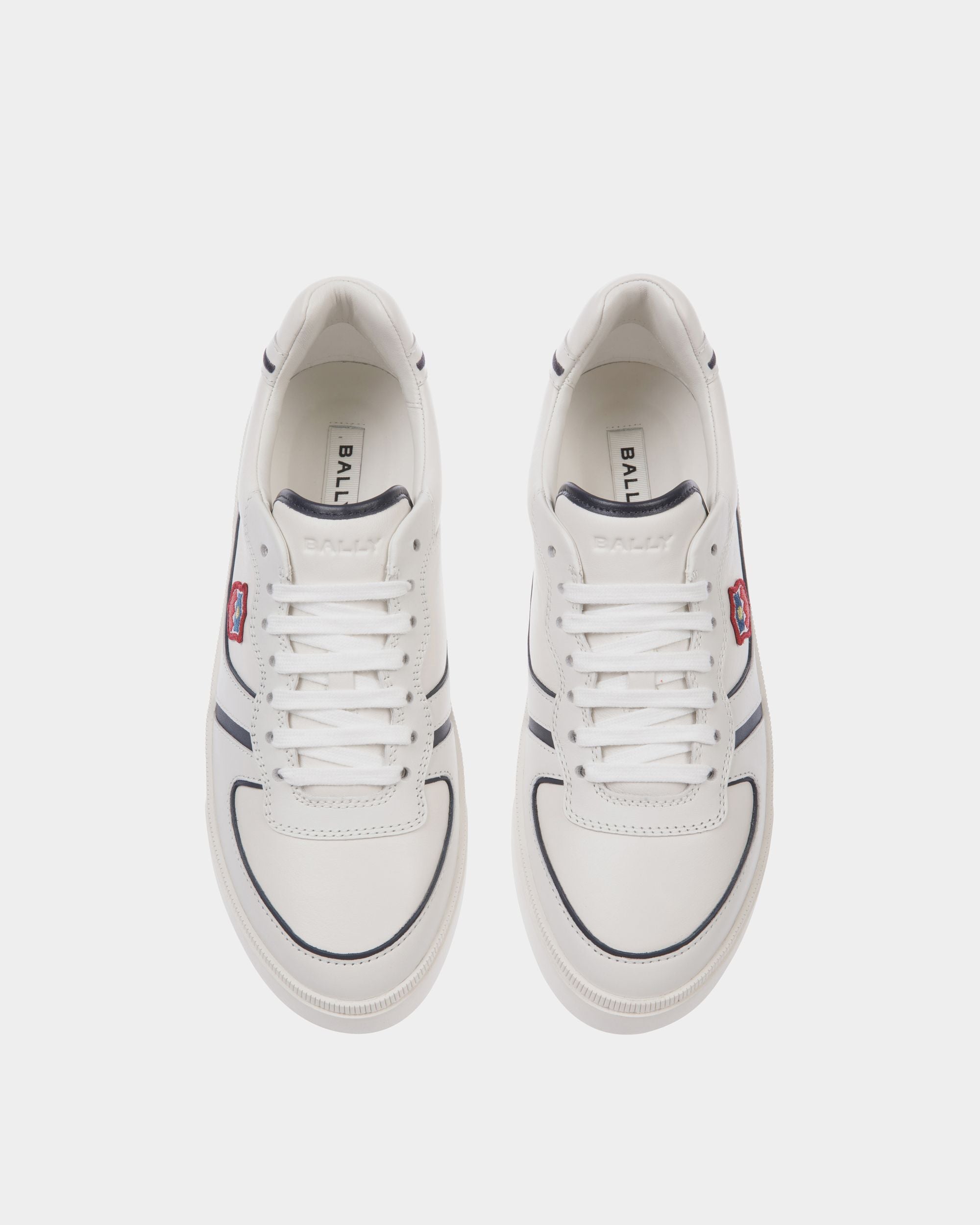 Raise Sneaker in White and Navy Blue Leather - Men's - Bally - 05