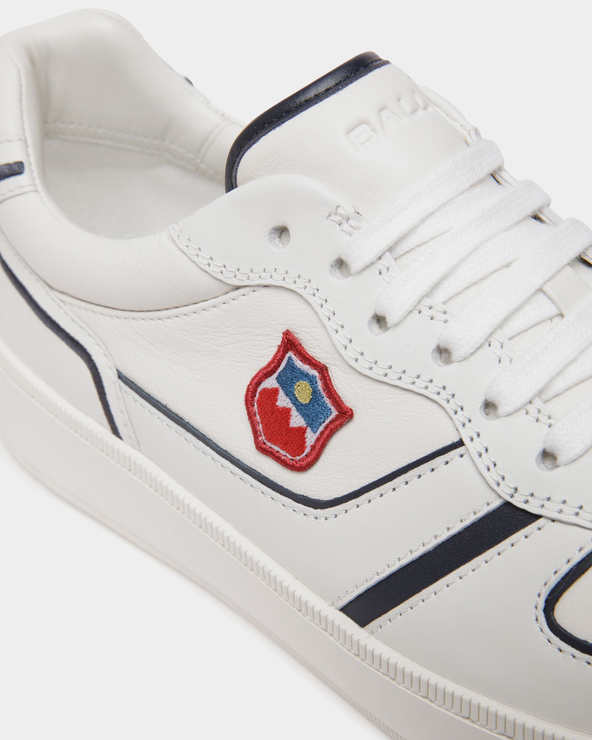 Raise Sneaker in White and Navy Blue Leather - Men's - Bally - 06