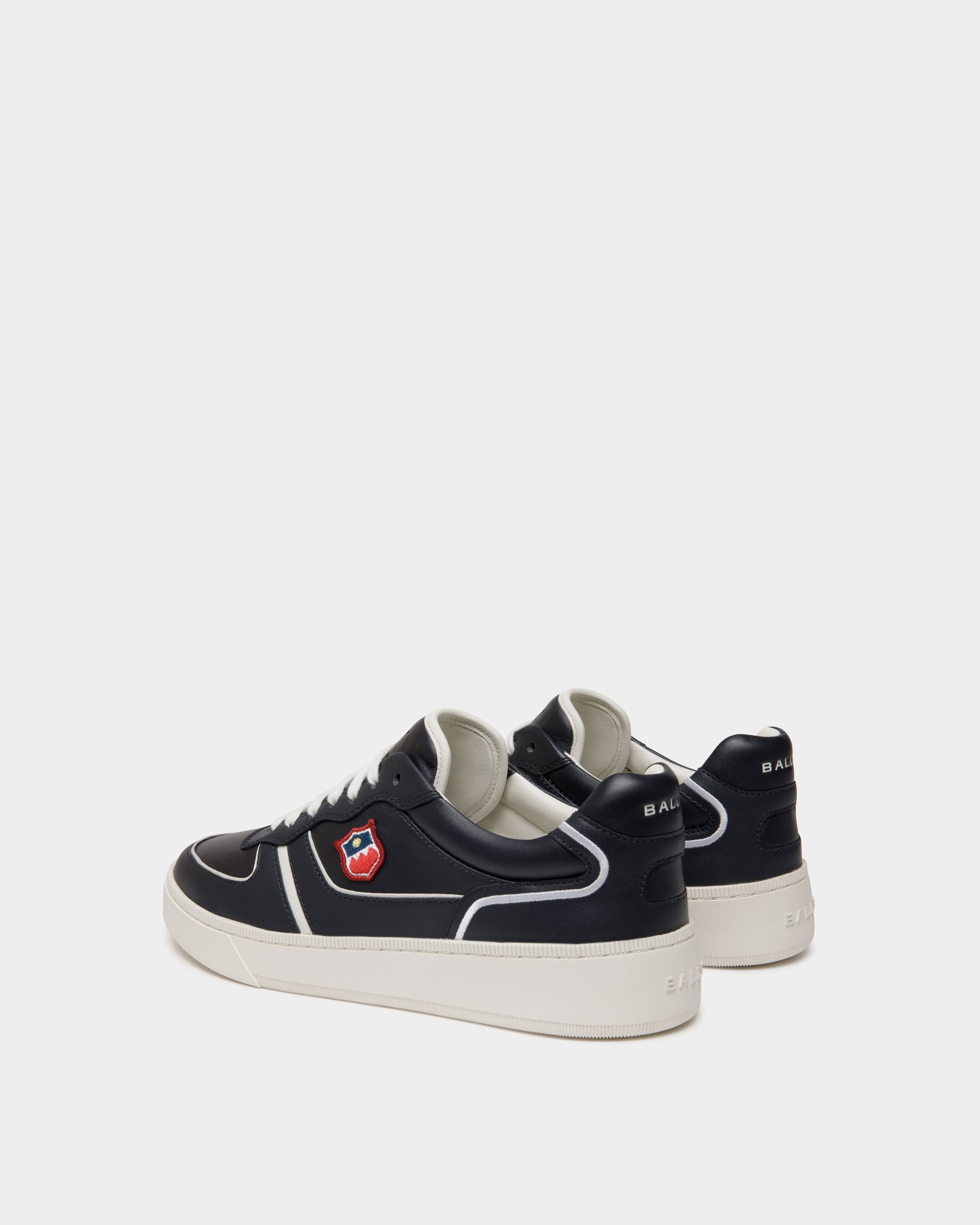 Raise Sneaker in Navy Blue and White Leather - Men's - Bally - 04